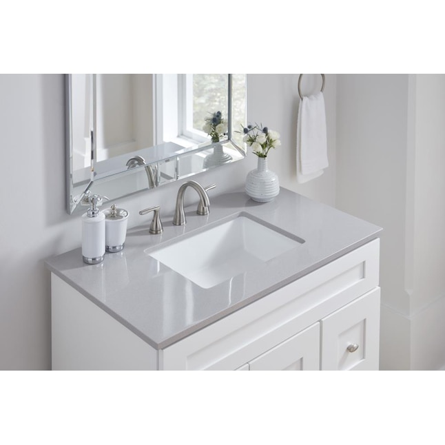 Allen Roth White Undermount Rectangular Traditional Bathroom Sink With Overflow Drain 19 69 In X 15 75 The Sinks Department At Com - What Sizes Do Undermount Bathroom Sinks Come In