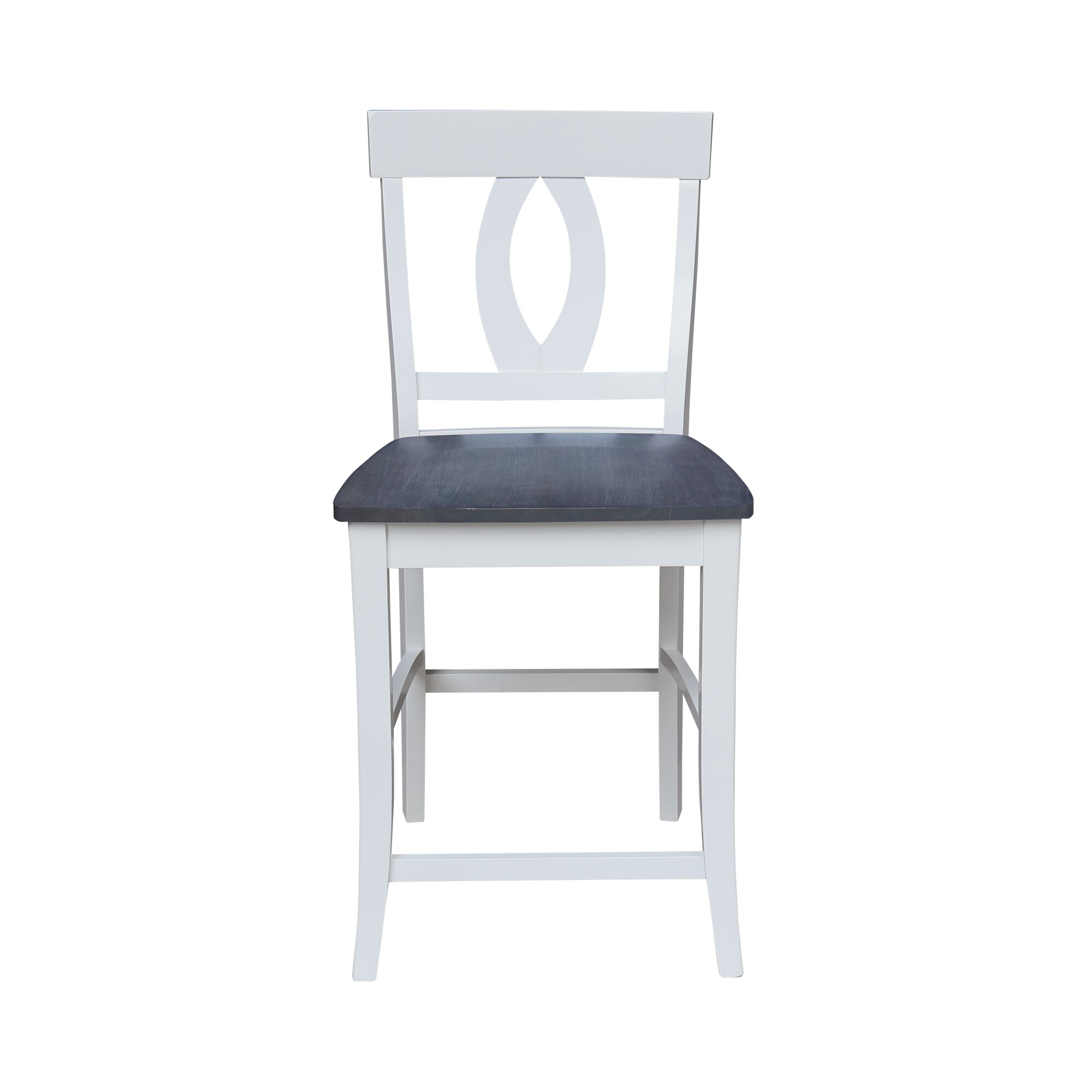 White and Heather Gray Wood Counter Height Stool with Splat Back