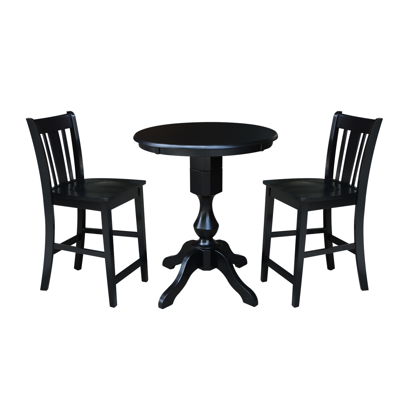 International Concepts K46-30RT-11P-S102-2 Black Casual Dining Room Set with Round Table (Seats 2)