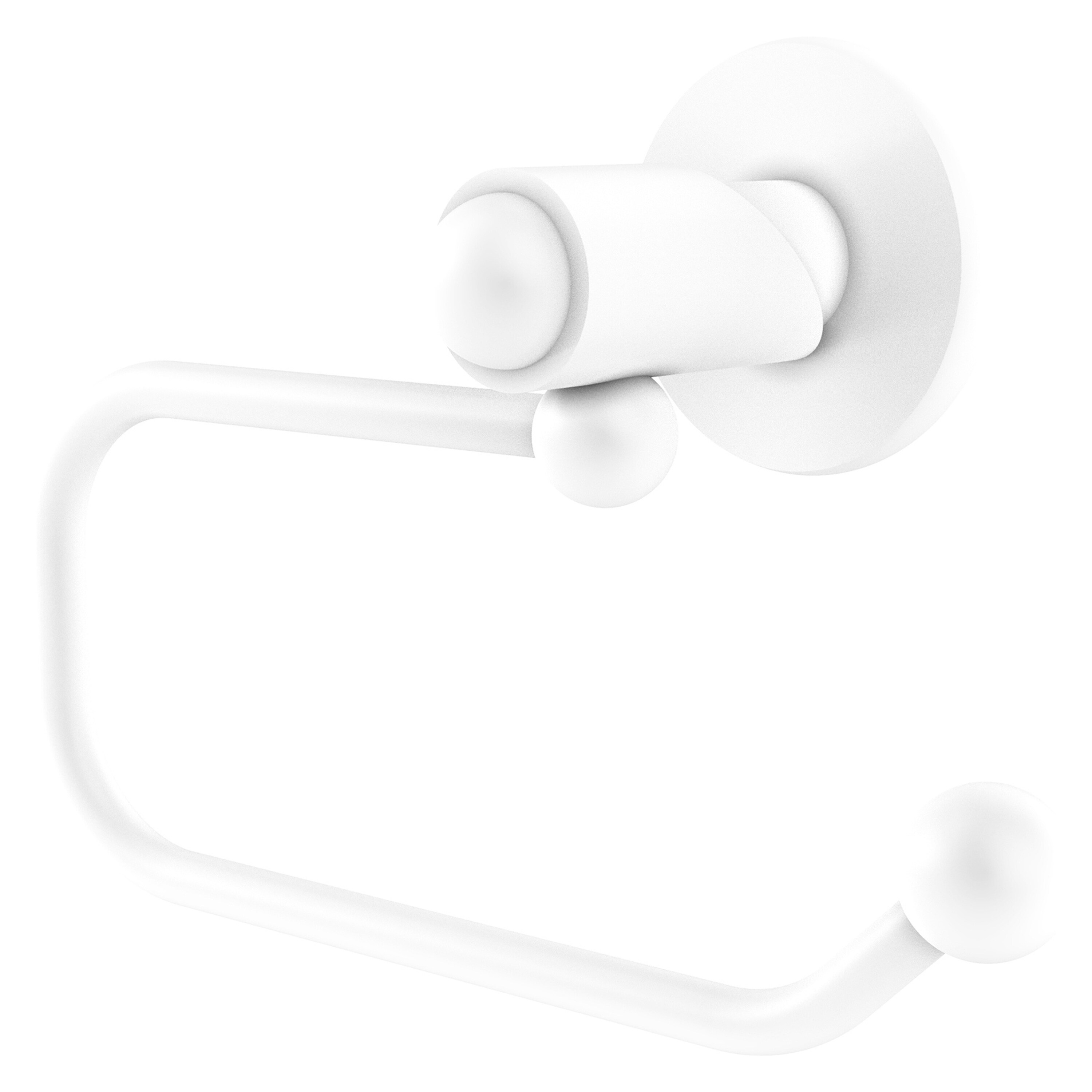 Allied Brass SH-24E-WHM Soho Matte White Wall mount Single post Toilet Paper Holder 1 -Rolls with Storage