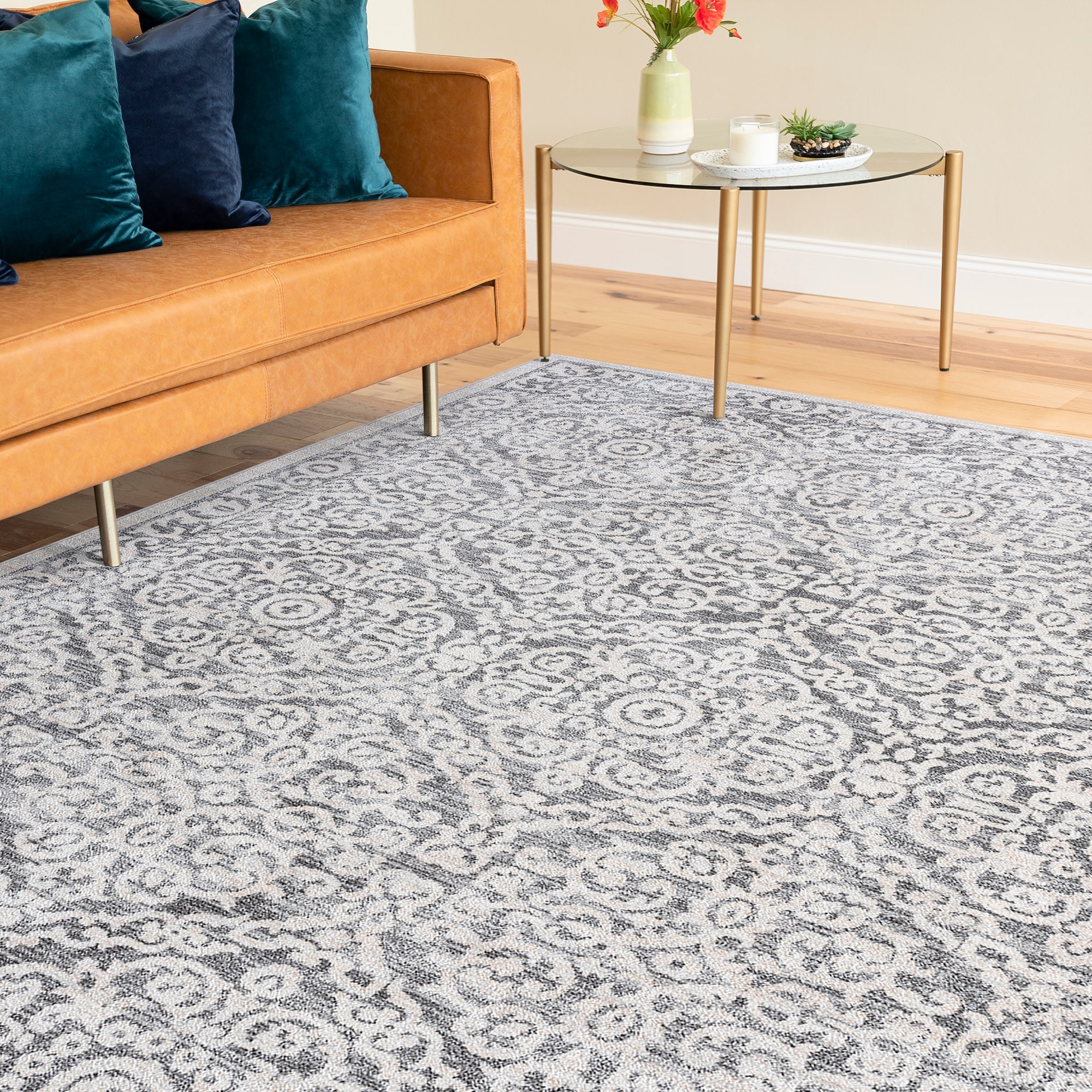  GRD6417 8X10 Garden 8 x 10 (ft) Loomed Polypropylene Cream Rectangular Indoor Area rug