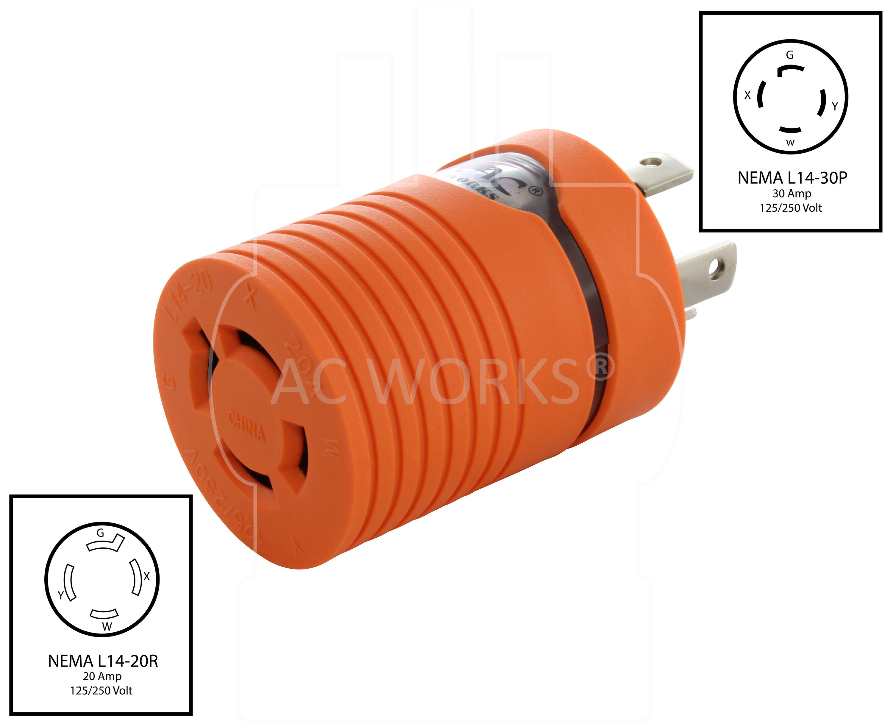 Generator 20A 4-Prong L14-20 Extension Cord NEMA L14-20P to L14