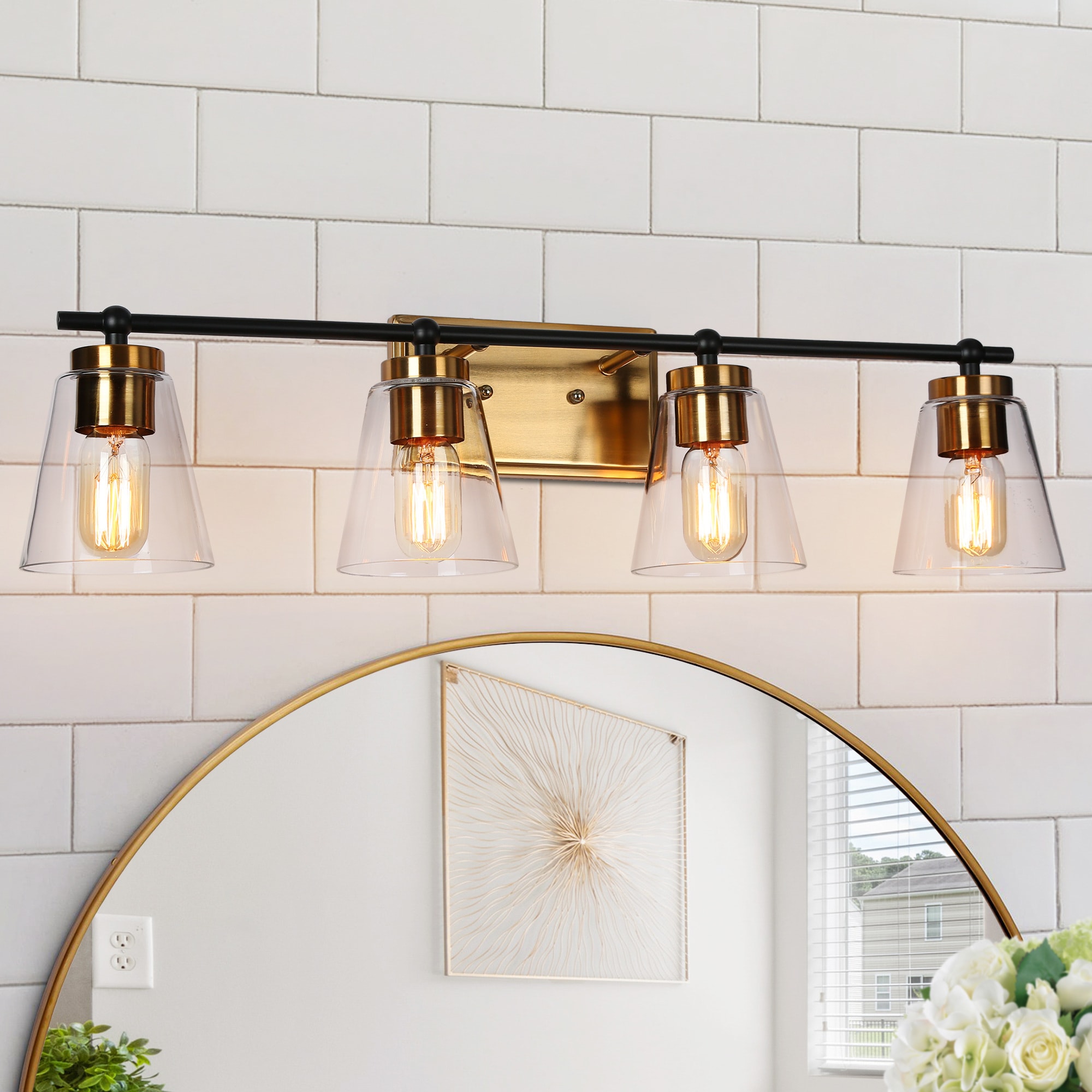 LNC A2UIAALWS1452927 Alumbrar 29-in 4 -Light Matte Black Transitional Vanity light