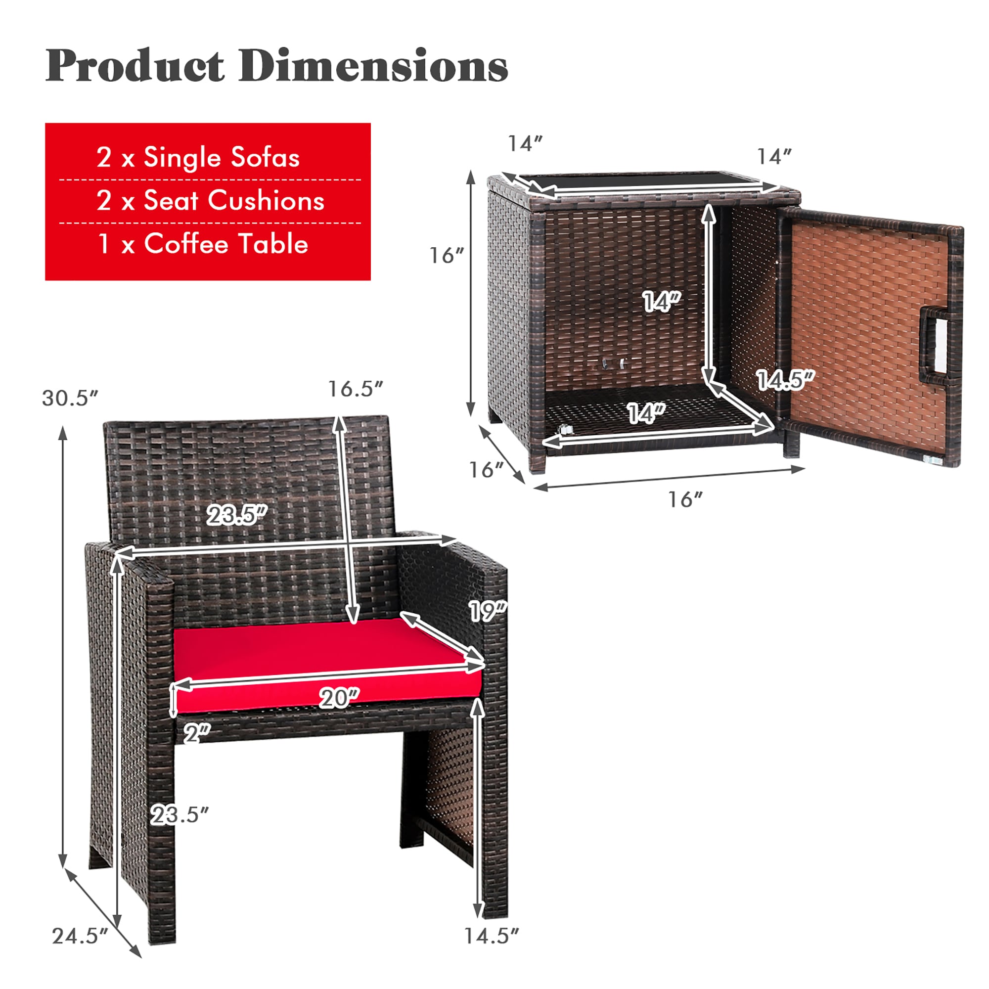 Costway HW69444RE Patio-Conversation-Sets - View #6