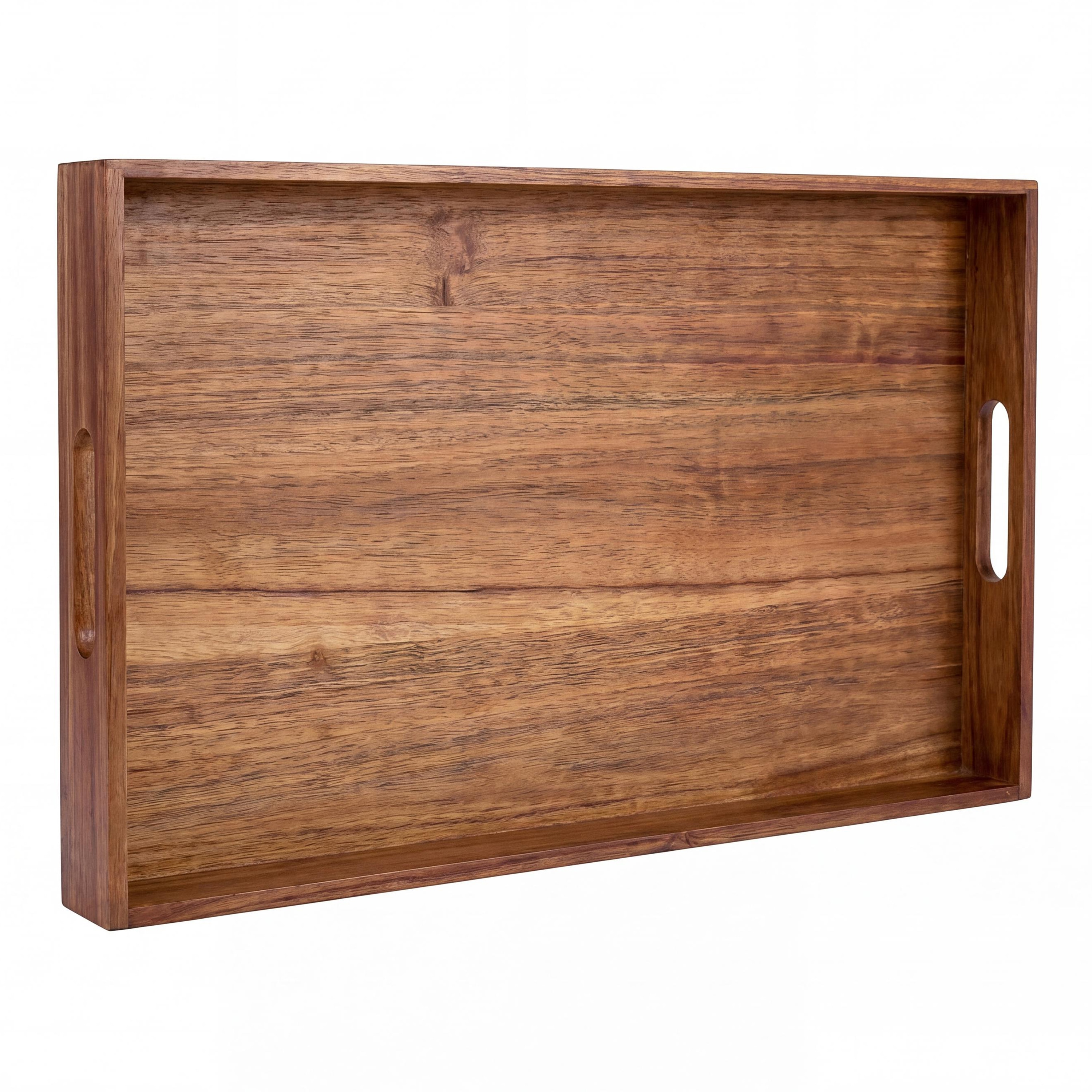 happimess Soren 17 in. W Handcrafted Large Acacia Wood Rectangular Breakfast Tray with Handles - Brown