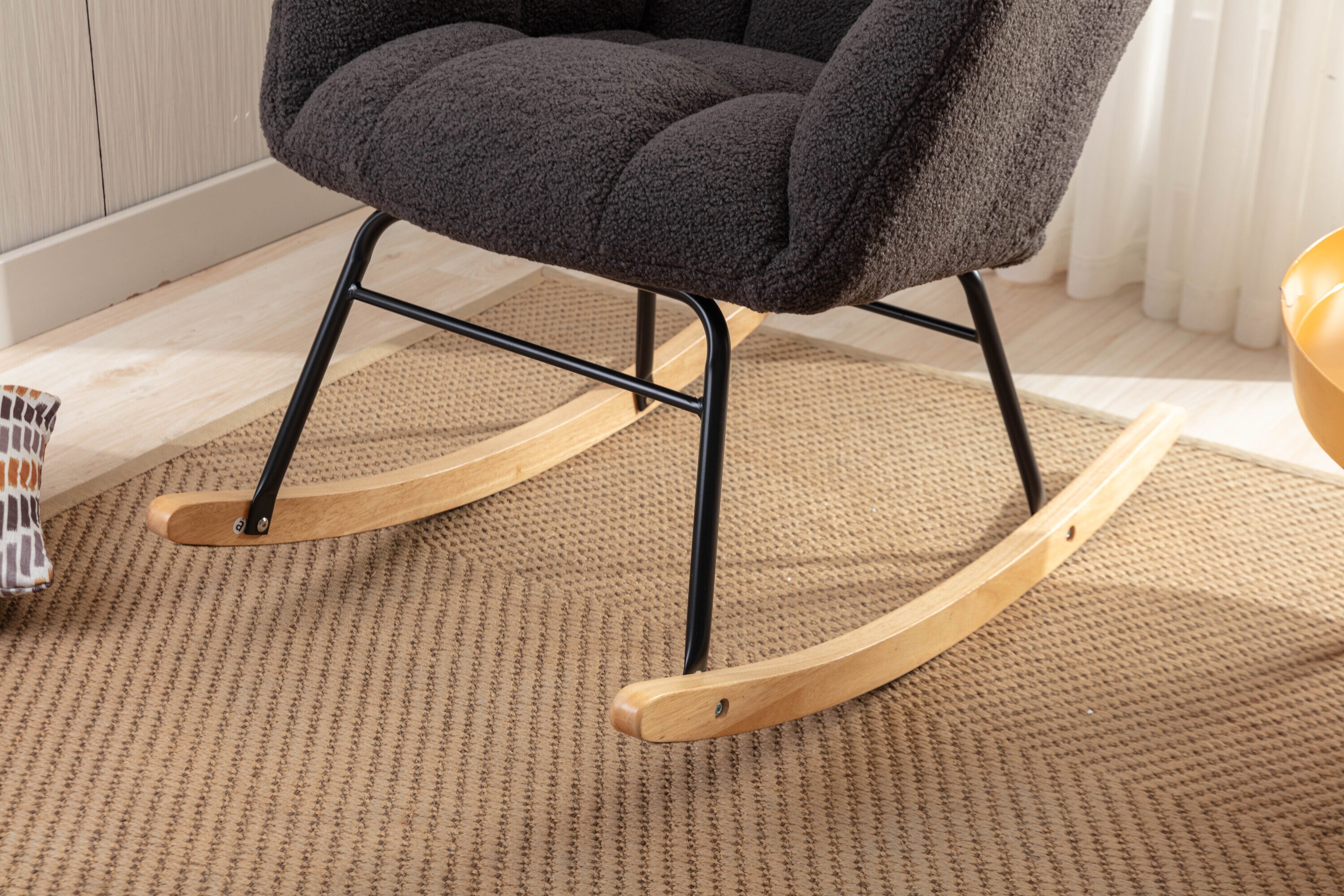 LUXEYARD Teddy Fabric Rocking Gilder Nursery Chair For Living Room ...