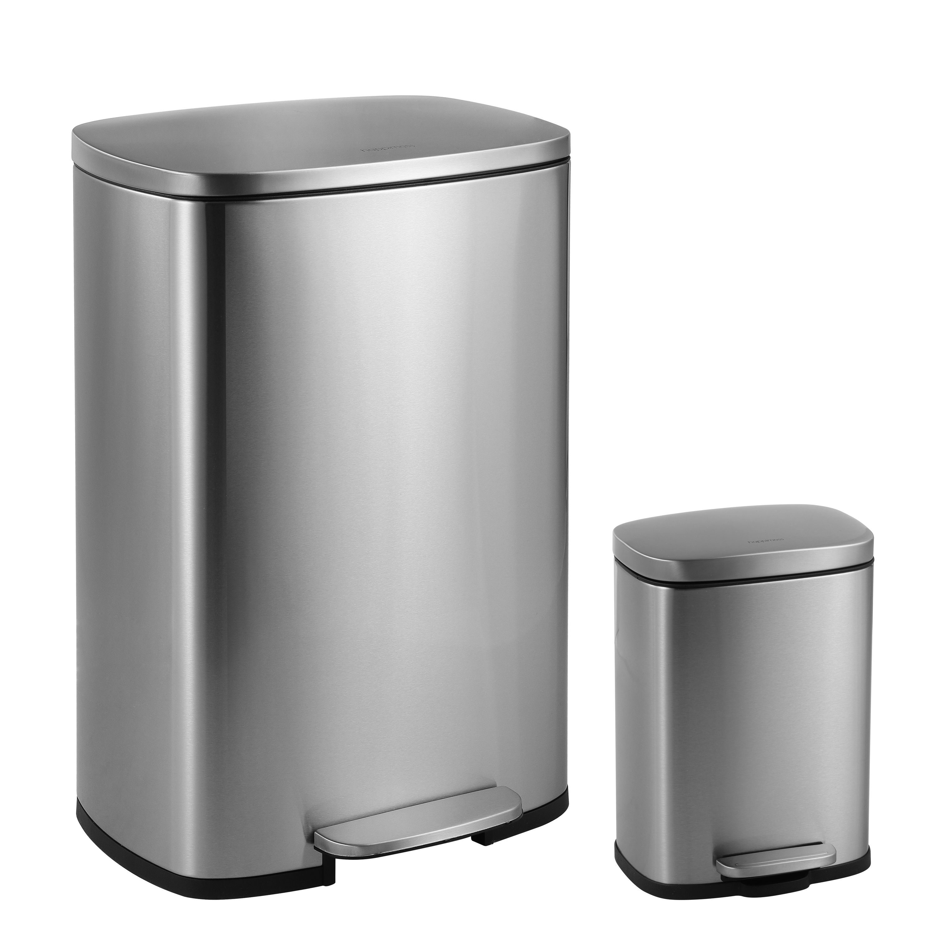 happimess 12.98-Gallon Stainless Steel Trash Can with Lid HPM1006A ...