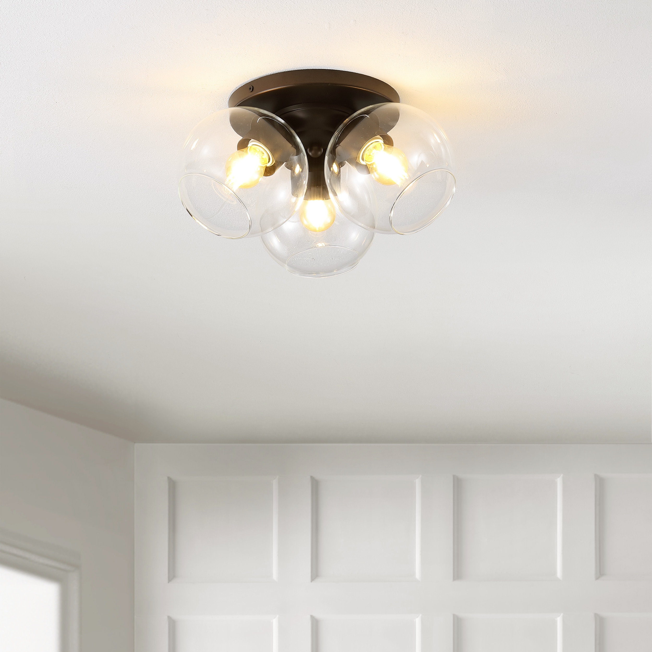 Farmhouse Rustic 11.5" LED Ceiling Light in Oil Rubbed Bronze with Clear Glass Globe