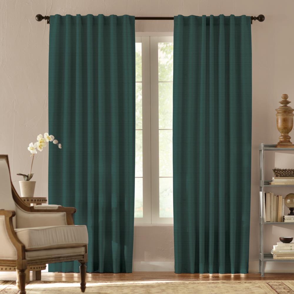 Springmaid 1638130 84-Inches Teal Light filtering Standard lined Back tab Single curtain panel