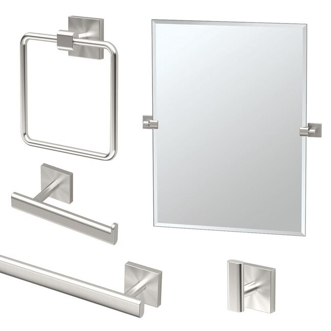 Gatco Elevate Satin Nickel Metal Bath Accessory Set Gatco Elevate Satin Nickel Metal Bath Accessory Set