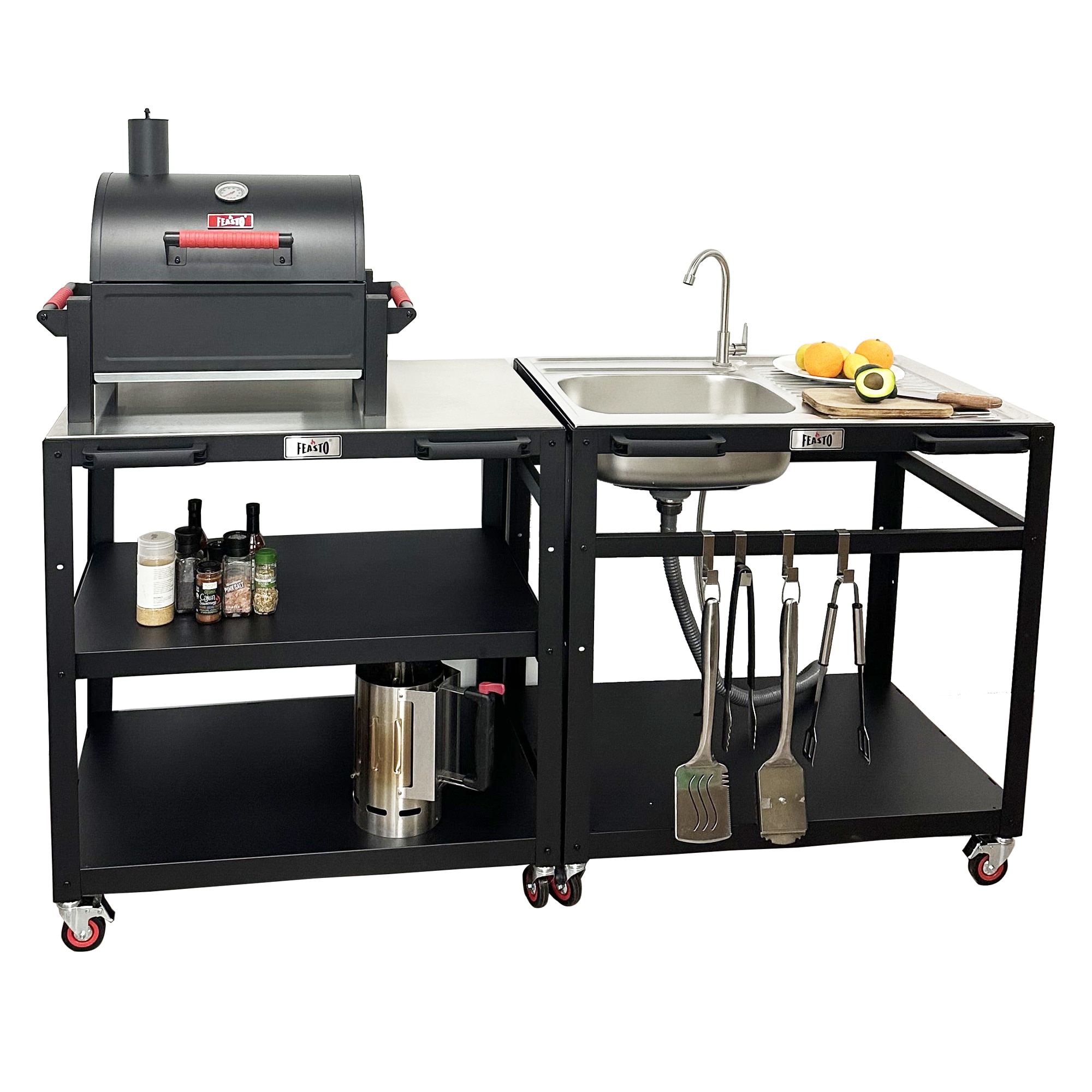 Feasto KT2435A Stainless Steel Grill Cart in the Grill Carts & Grill ...