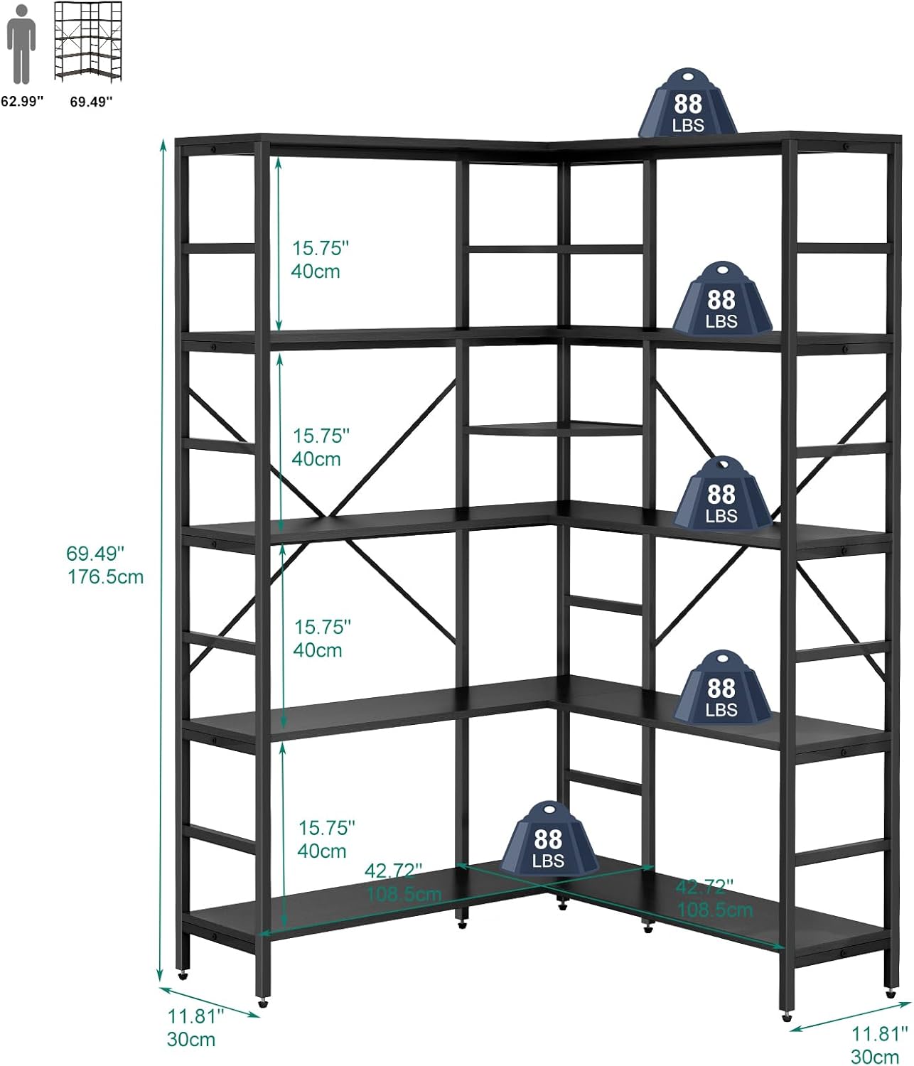 Qeetex LHF-SJ-PHO-11TSLN8P bookcases - View #2