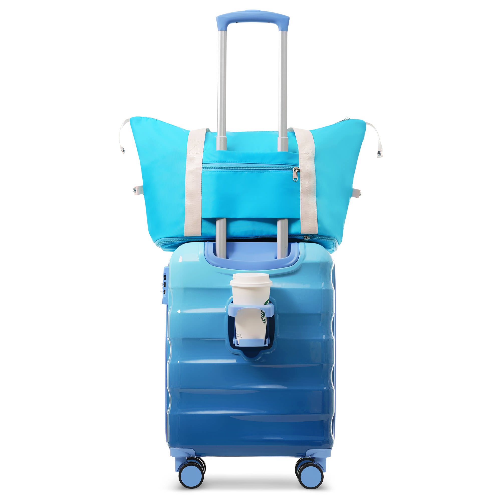 Bybafun YD9500044 21.7x15.7x17.7 Blue Plastic Hardshell Suitcase