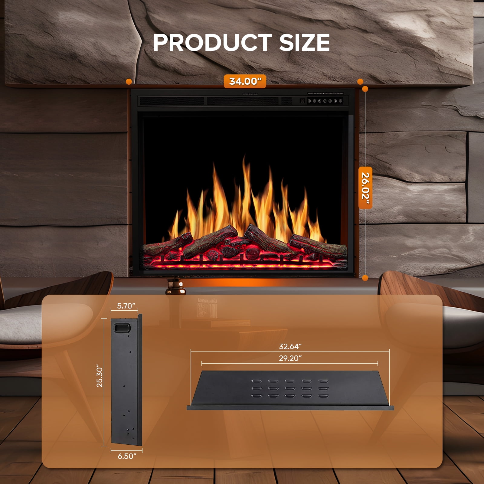 COWSAR 936BXB Electric-Fireplaces - View #5