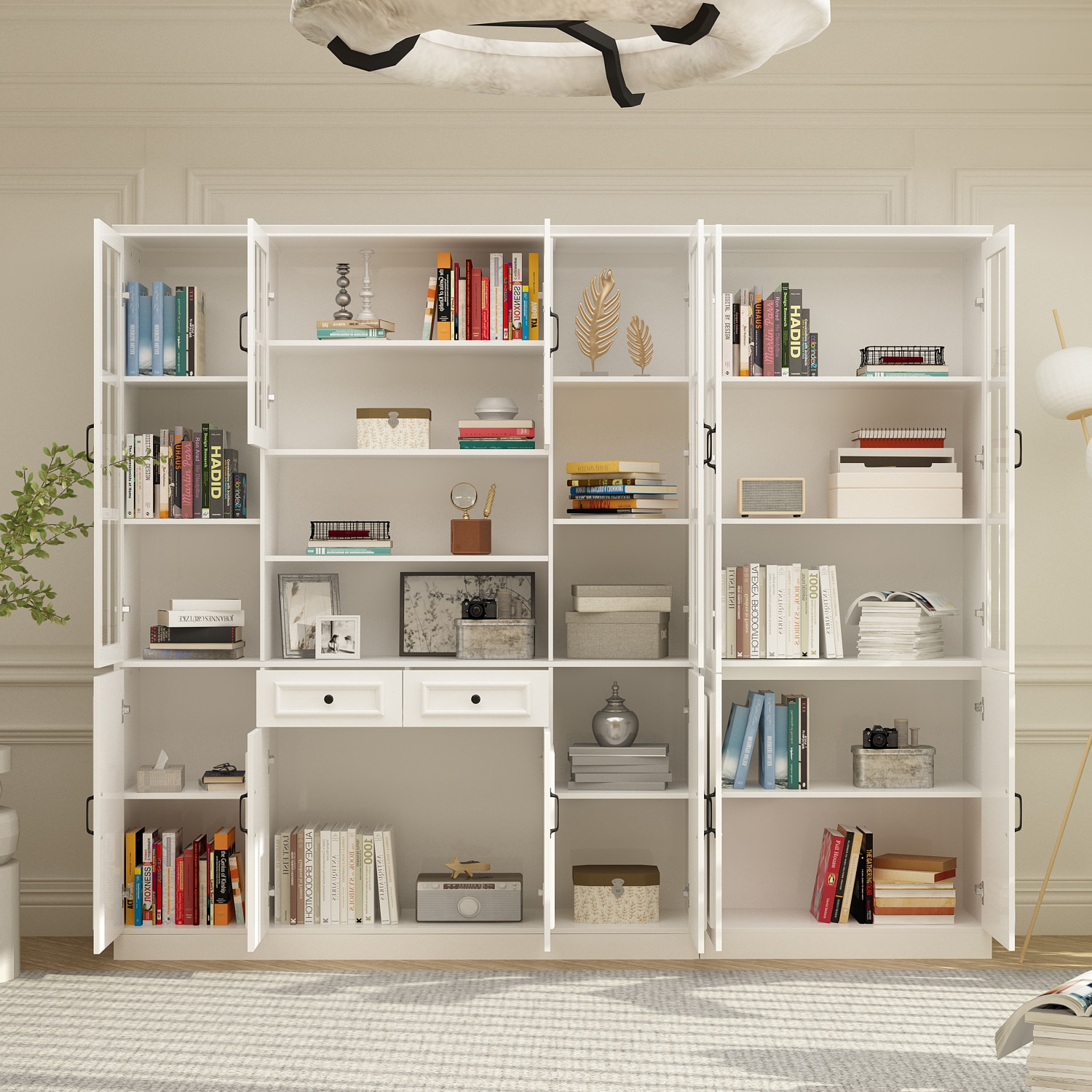 FUFU&GAGA 94.5-in W x 78.7-in H Mdf White Freestanding Utility Storage Cabinet