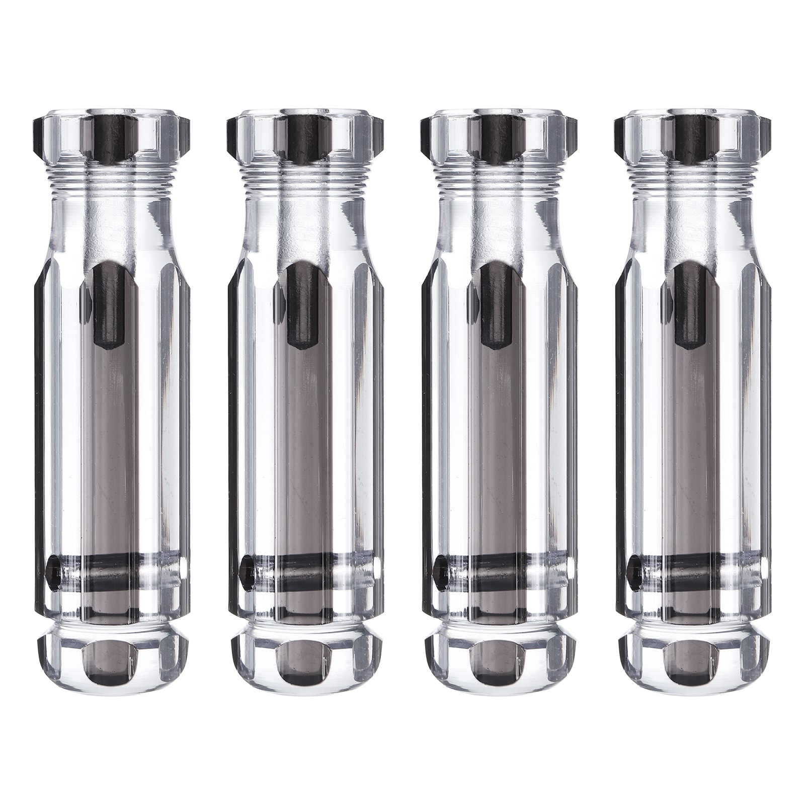 Harfington 4pcs Pre-Drilled Blank Screwdriver Tool Handles 5.3mm Hole 90mm Length PVC Plastic Replacement Grips Clear Black #S26030900UX3145
