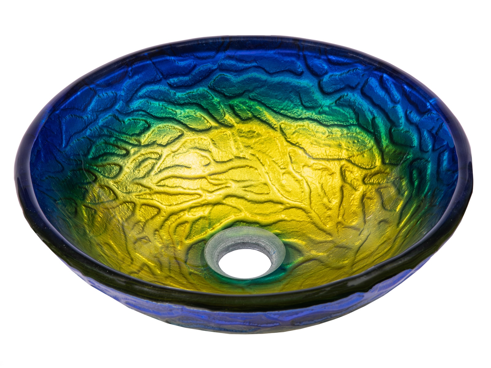 14.25'' Blue and Yellow Glass Vessel Sink