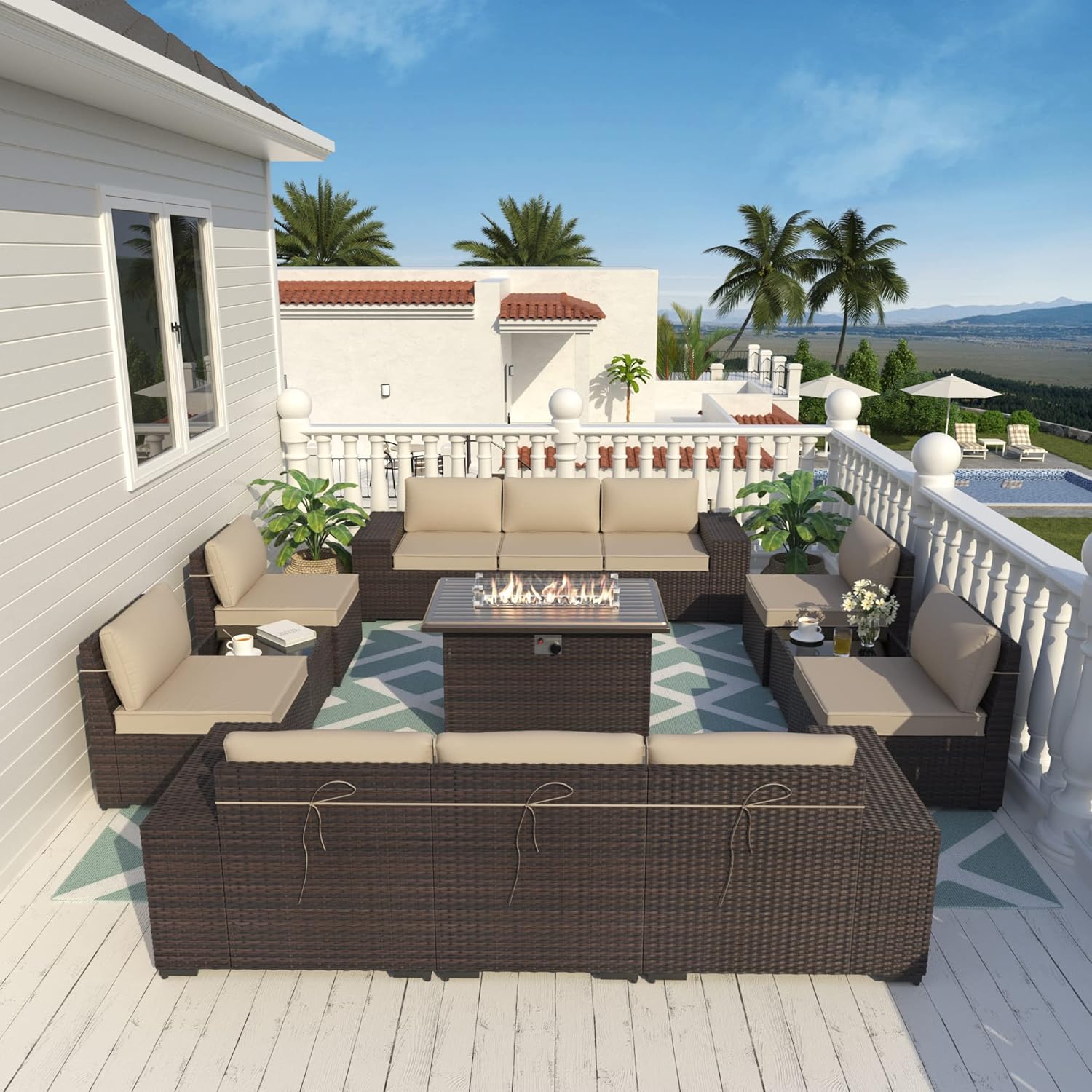 ALAULM LS-12PCS+FP-SAND Patio-Conversation-Sets - View #2