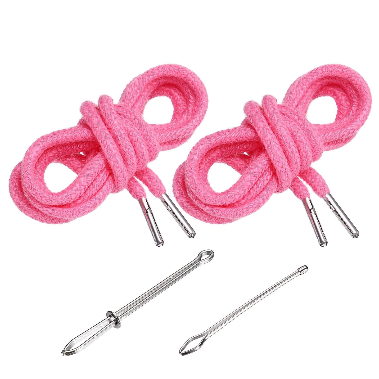 PATIKIL 1 Set 51-Inch Drawstring Cords 2pcs Replacement Draw Strings with 2pcs Easy Threaders for Shorts Pants Jackets Coats Sweatpants Hoodie Deep Pink