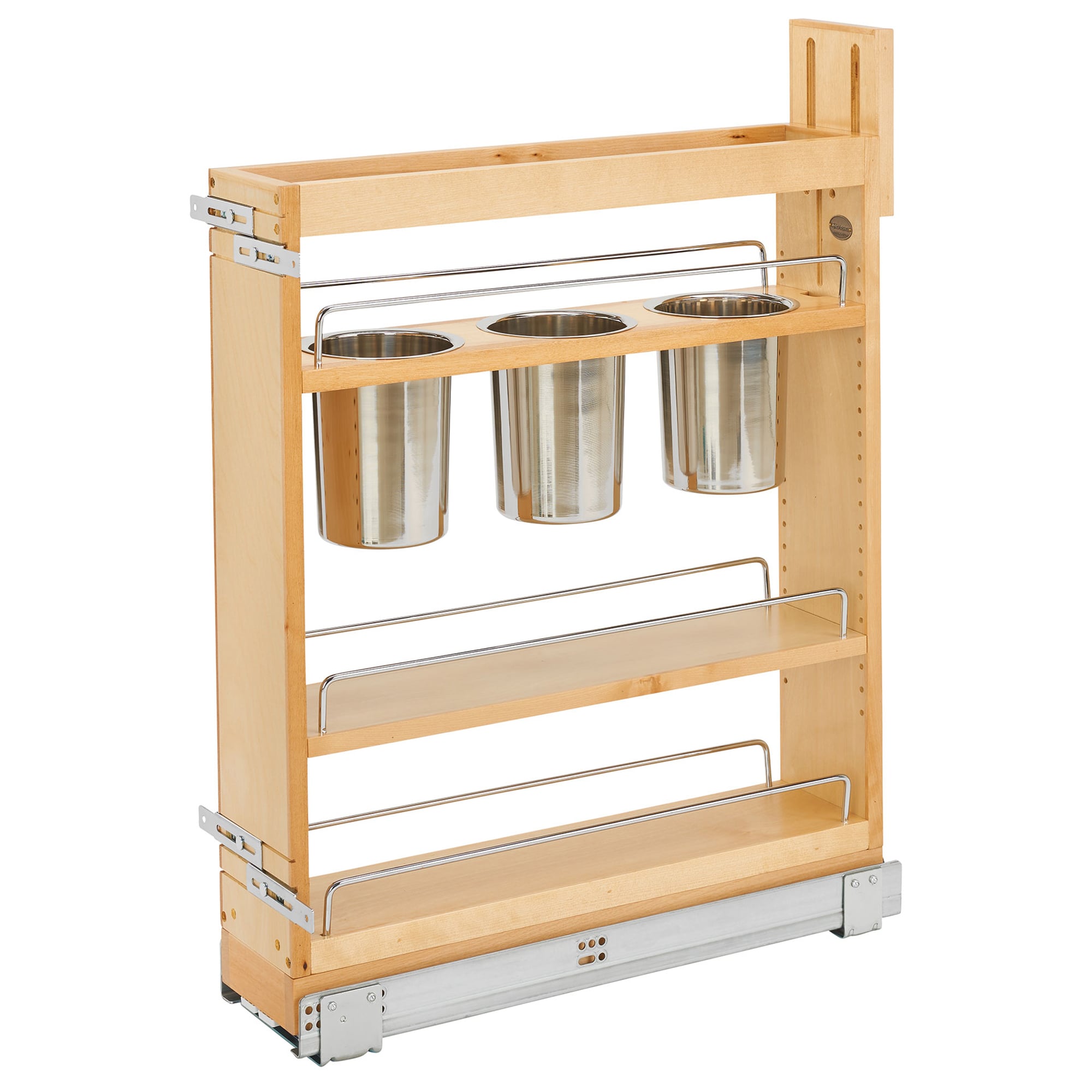 Rev-A-Shelf 8 Pull Out Cabinet Organizer Storage with Adjustable Shelves  and Soft Close Slides for Kitchen, Vanity, or Bathroom Cabinets, Maple  Wood