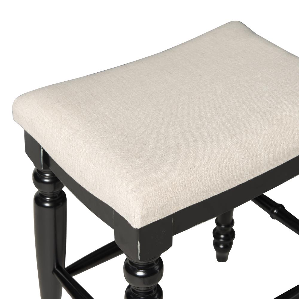 Marino 25" Black Wood and Linen Backless Counter Stool