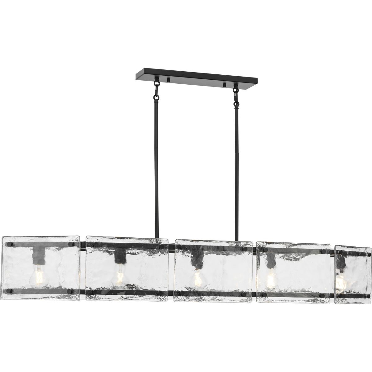 Rivera Matte Black 5-Light Linear Glass Chandelier