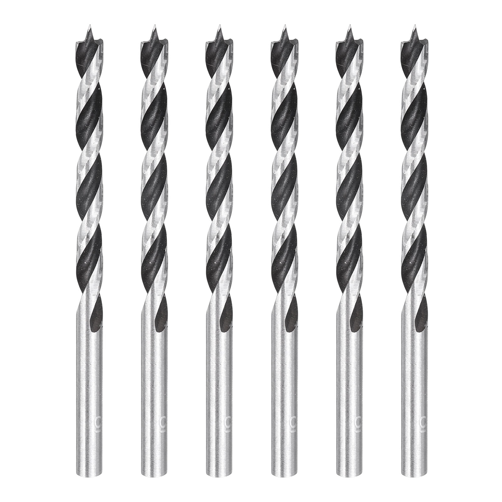 Unique Bargains 6pcs Brad Point Drill Bits 5mm 13/64 Inch Dia Straight Round Shank Metric Brad Point Spiral Twist Drill Bits for Softwood Hardwood Plywood Plastic Rubber Silver Tone #S26031300UX4662