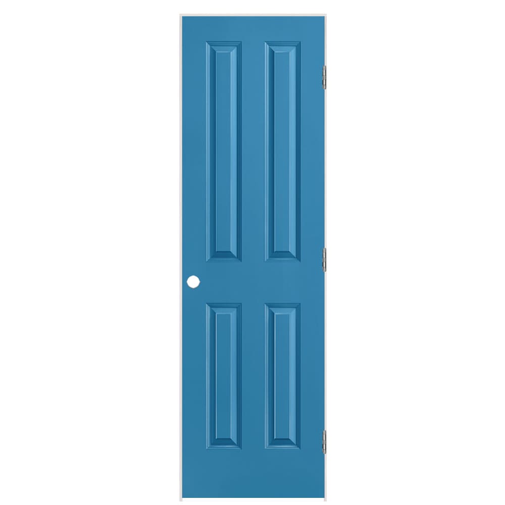 Masonite 1316529 24-in x 80-in Blue Heron Solid core 4 panel square Left hand Smooth Prefinished Molded composite Flat Jamb Single Prehung Interior Door