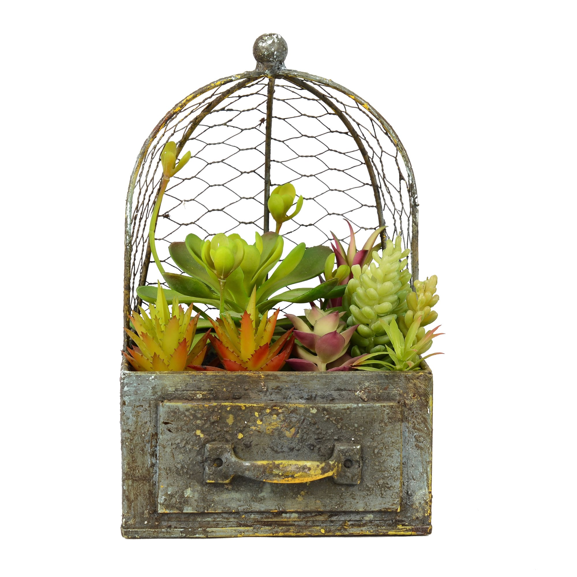 Vickerman FH181001 10-in Green Indoor Hanging Succulent Artificial Plant