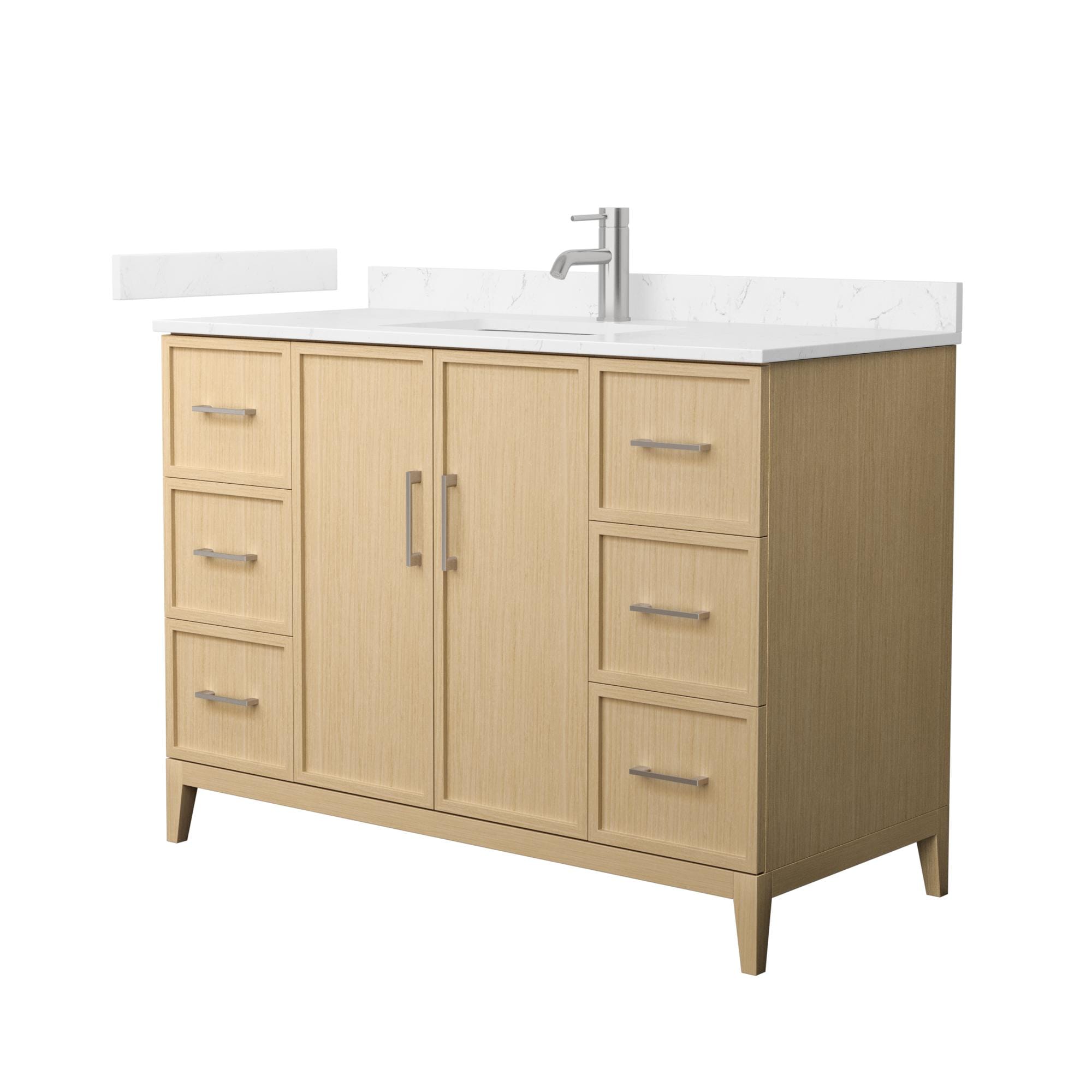 Wyndham Collection Elan 48-in White Oak with Brushed Nickel Trim Undermount Single Sink Bathroom Vanity with Carrara Cultured Marble Cultured Marble Top