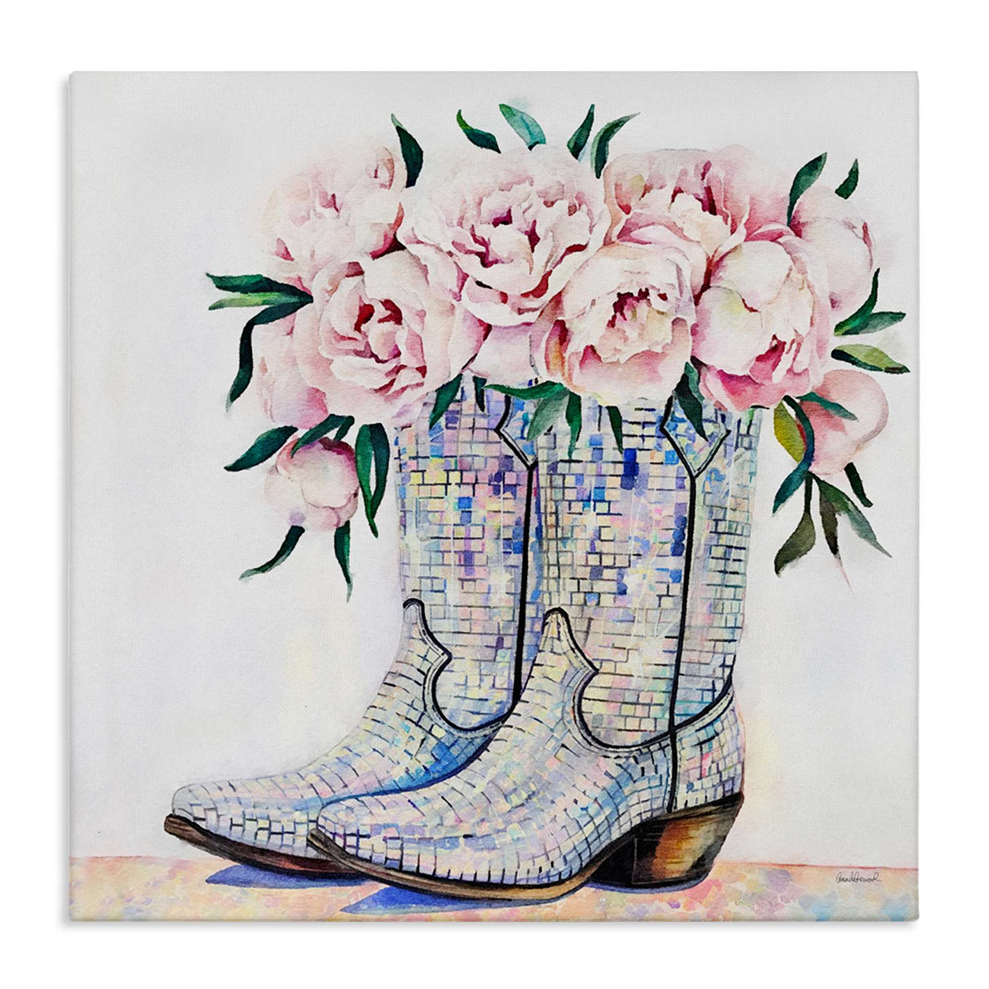 Stupell Industries BS-131-CN-24X24 Rose Filled Cowgirl Boots Canvas Wall Art By Amanda Greenwood 24 x 24
