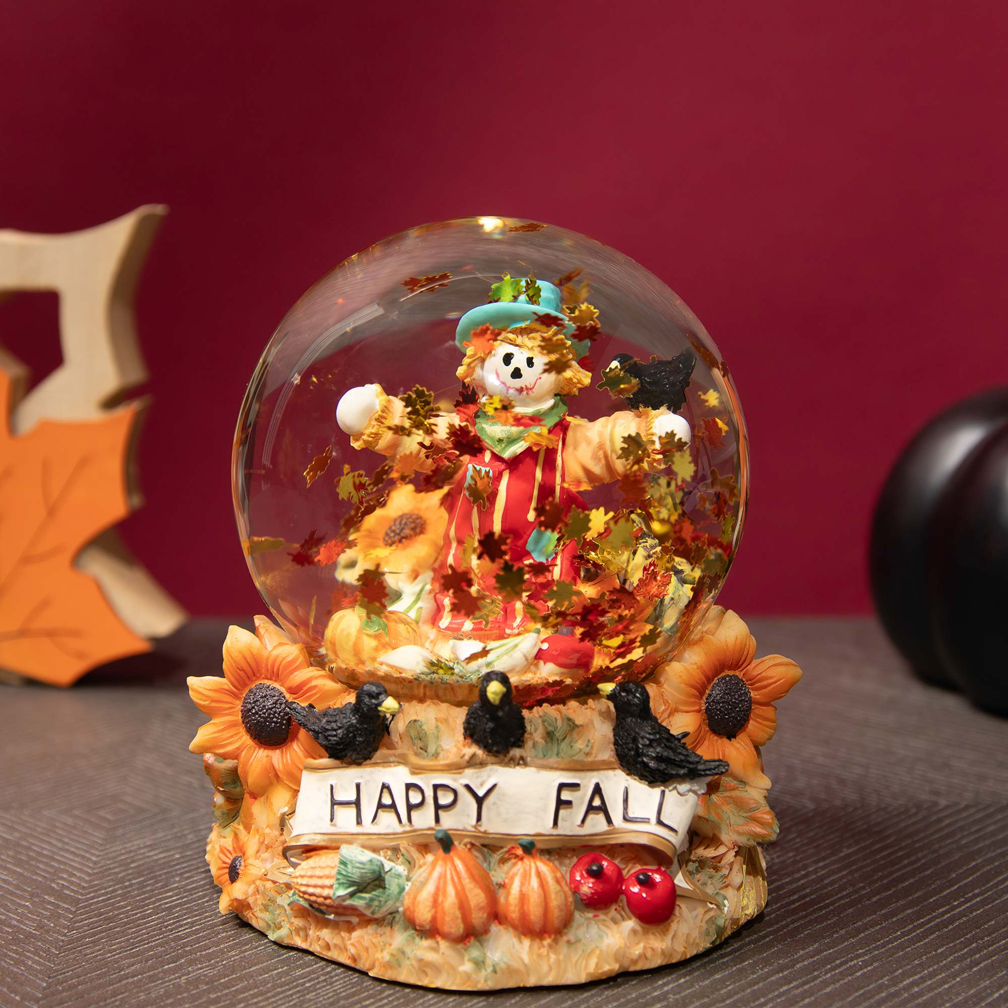 Northlight - Scarecrow Happy Fall Harvest Snow Globe - 5.5 inch