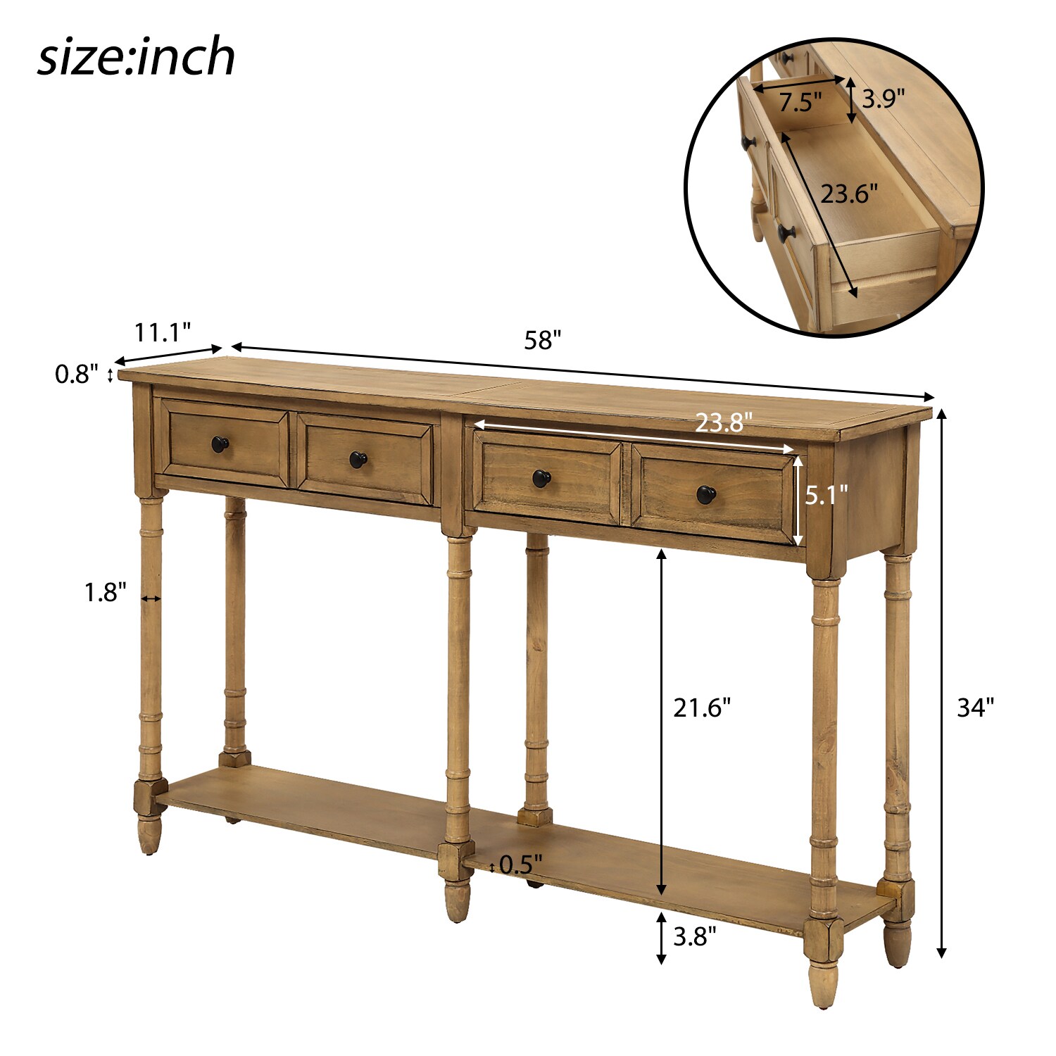 SINOFURN SYA010268WT Console-Sofa-Tables - View #2