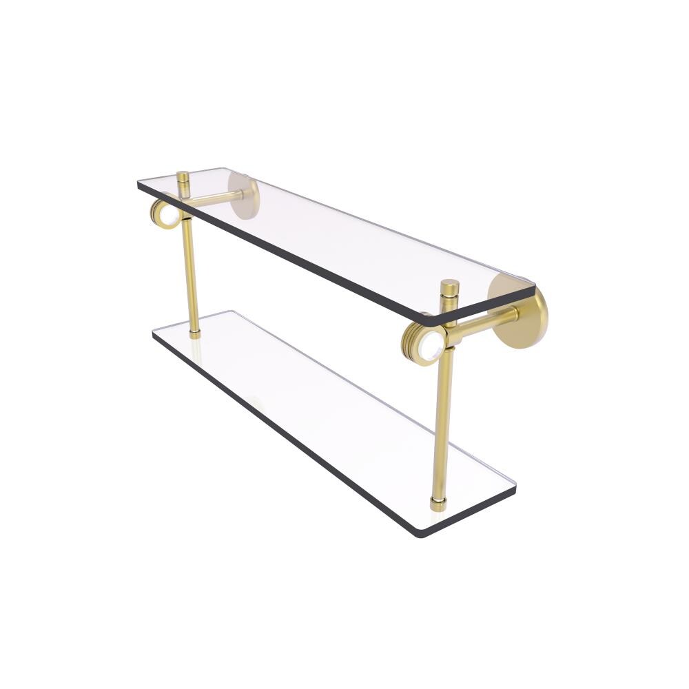 Allied Brass CV-2D-16-SBR Clearview Satin Brass 2 -Tier Wall mount Bathroom Shelf ( 16-in x 9.2-in x 5-in )