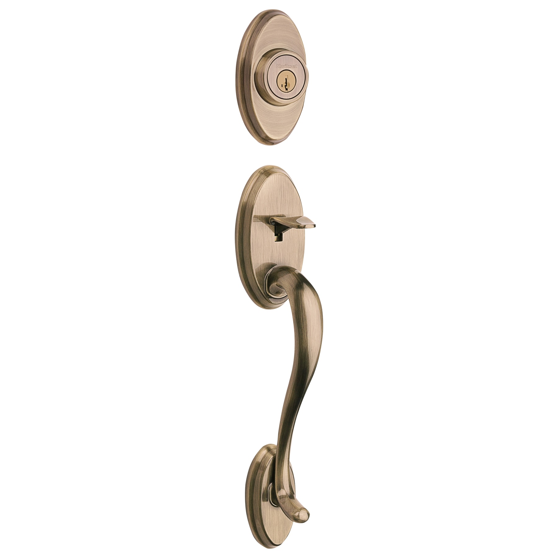 Kwikset Signatures Shelburne Antique Brass Single-Cylinder Deadbolt Keyed  Entry Door Handleset with Lido Lever and Smartkey in the Handlesets  department at