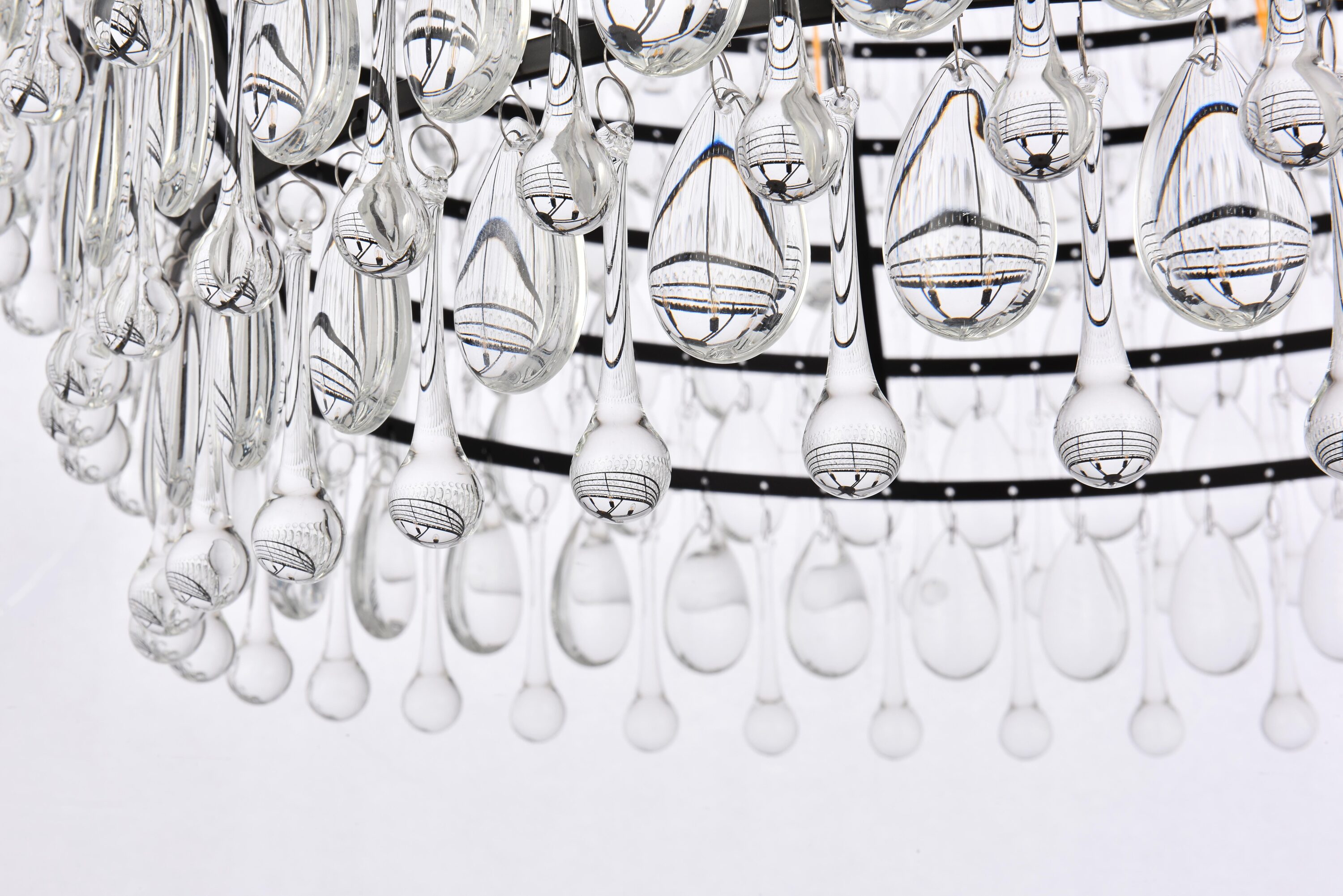 Nordic Black and Clear Iron and Glass 6-Light Chandelier