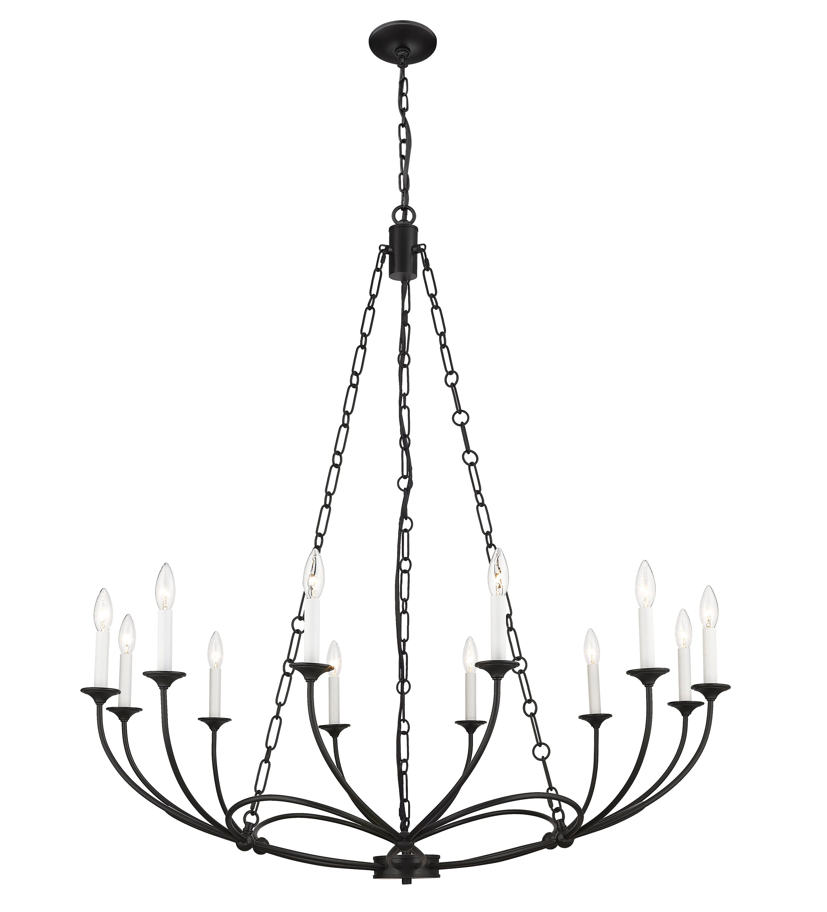 Arabella Matte Black 12-Light Candle Style Chandelier