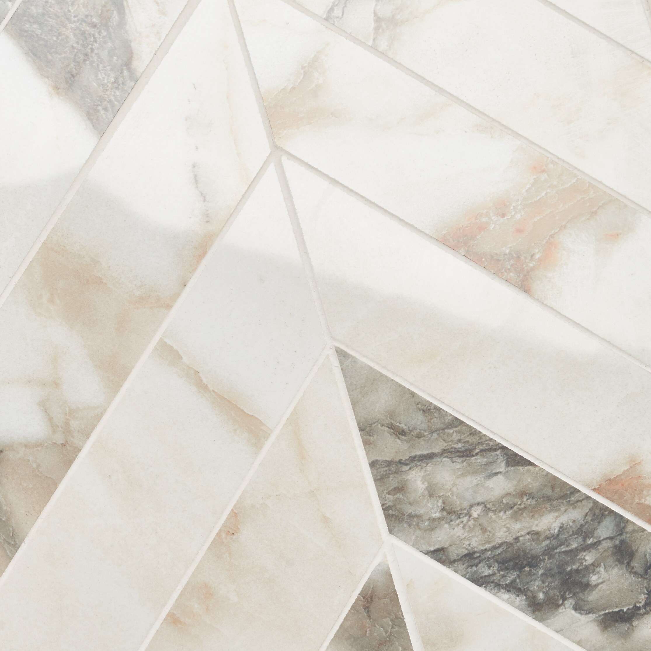 Calacatta Rustico Polished Porcelain Chevron Mosaic Tile