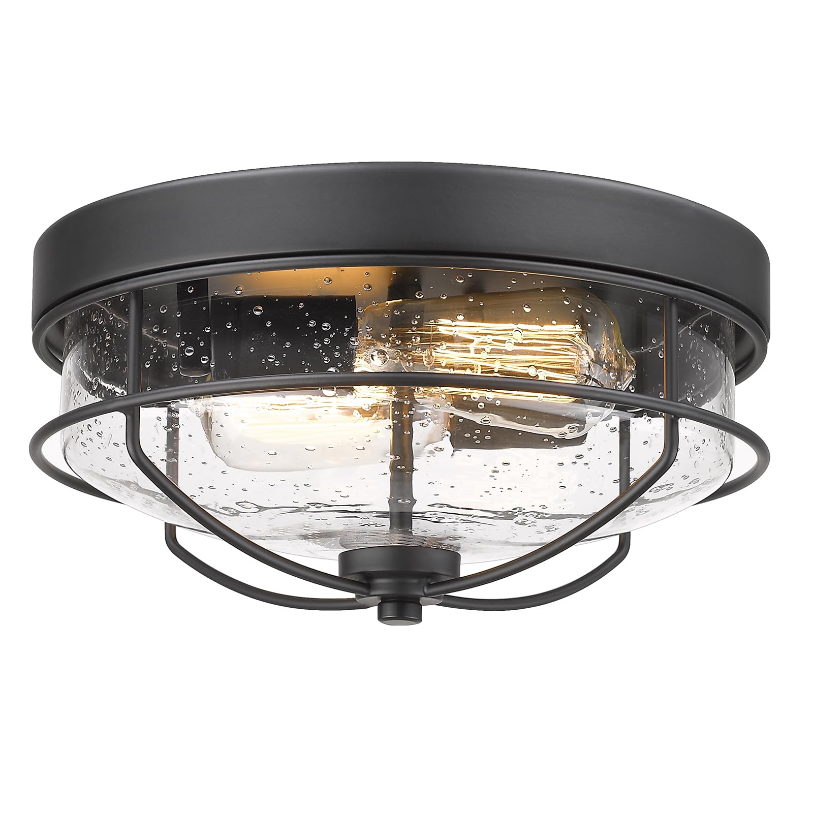 AOIZGMY  Flush Mount Ceiling Light Fixture 12 Inch 2-Light Farmhouse Style with Seeded Glass Shade Sand Black Finish durable home and garden