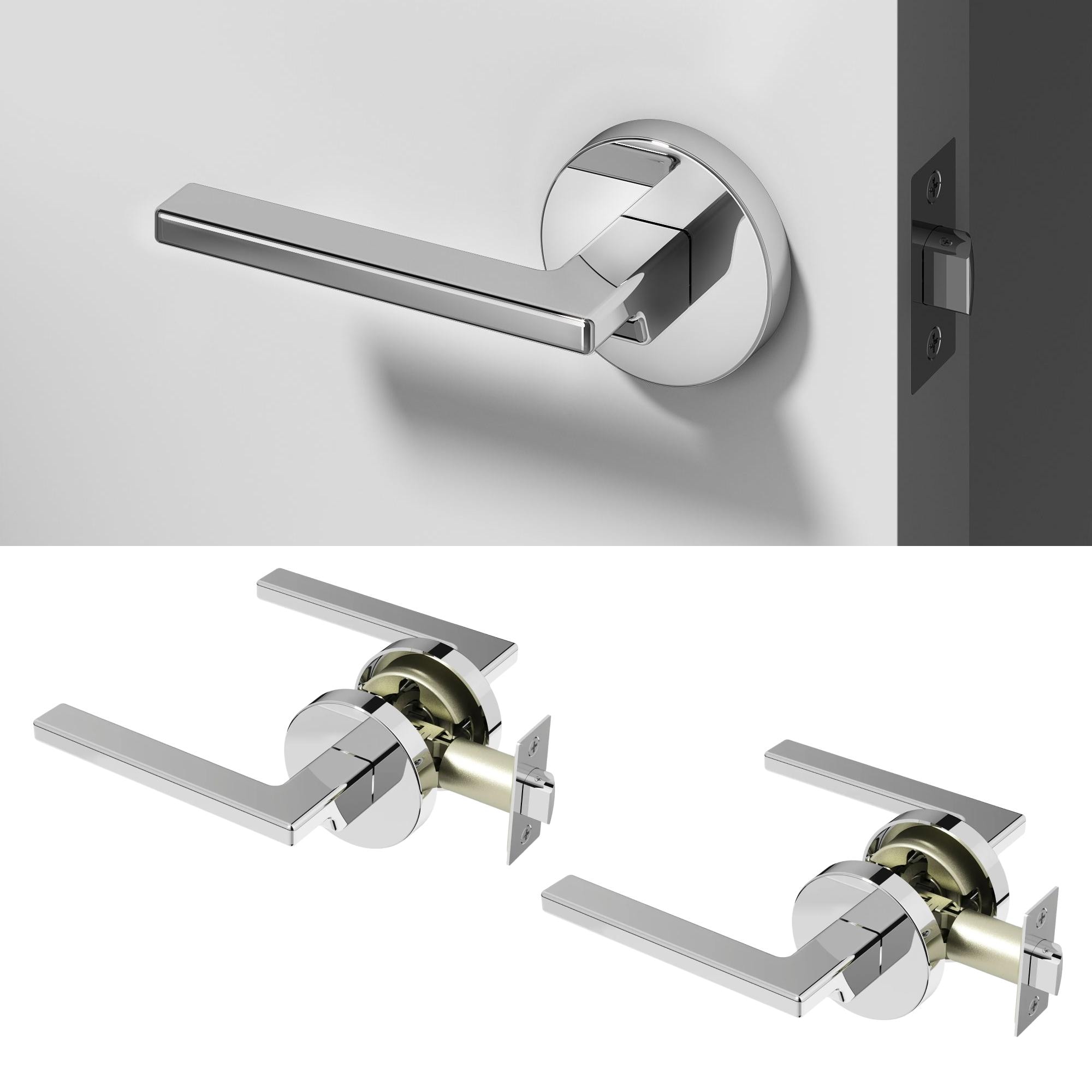 OKUN Dune Chrome Interior or Hall/Closet Passage Door Handle 2 -Pack