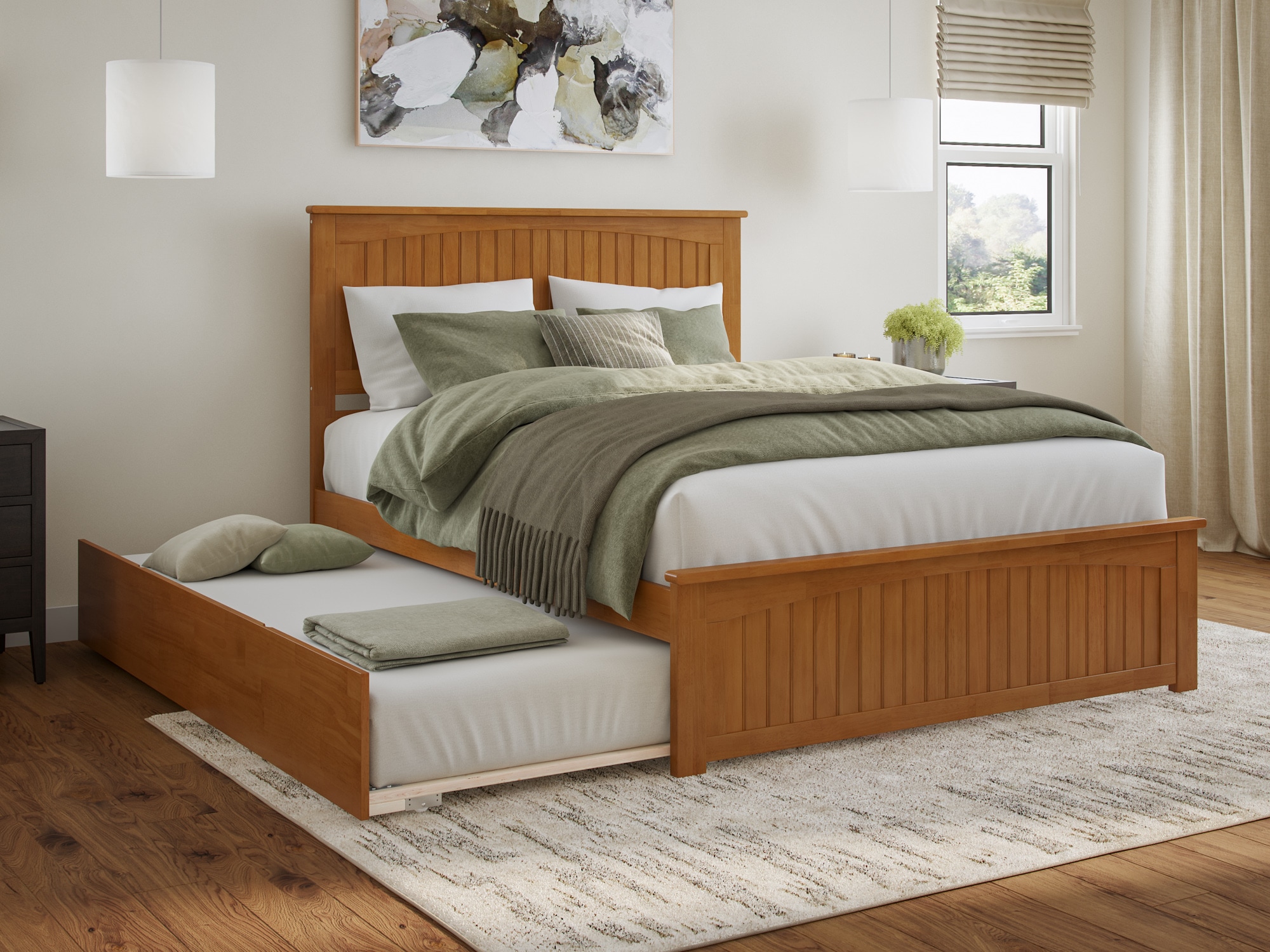 AFI AR824604T Nantucket Light Toffee Queen Wood Trundle Bed