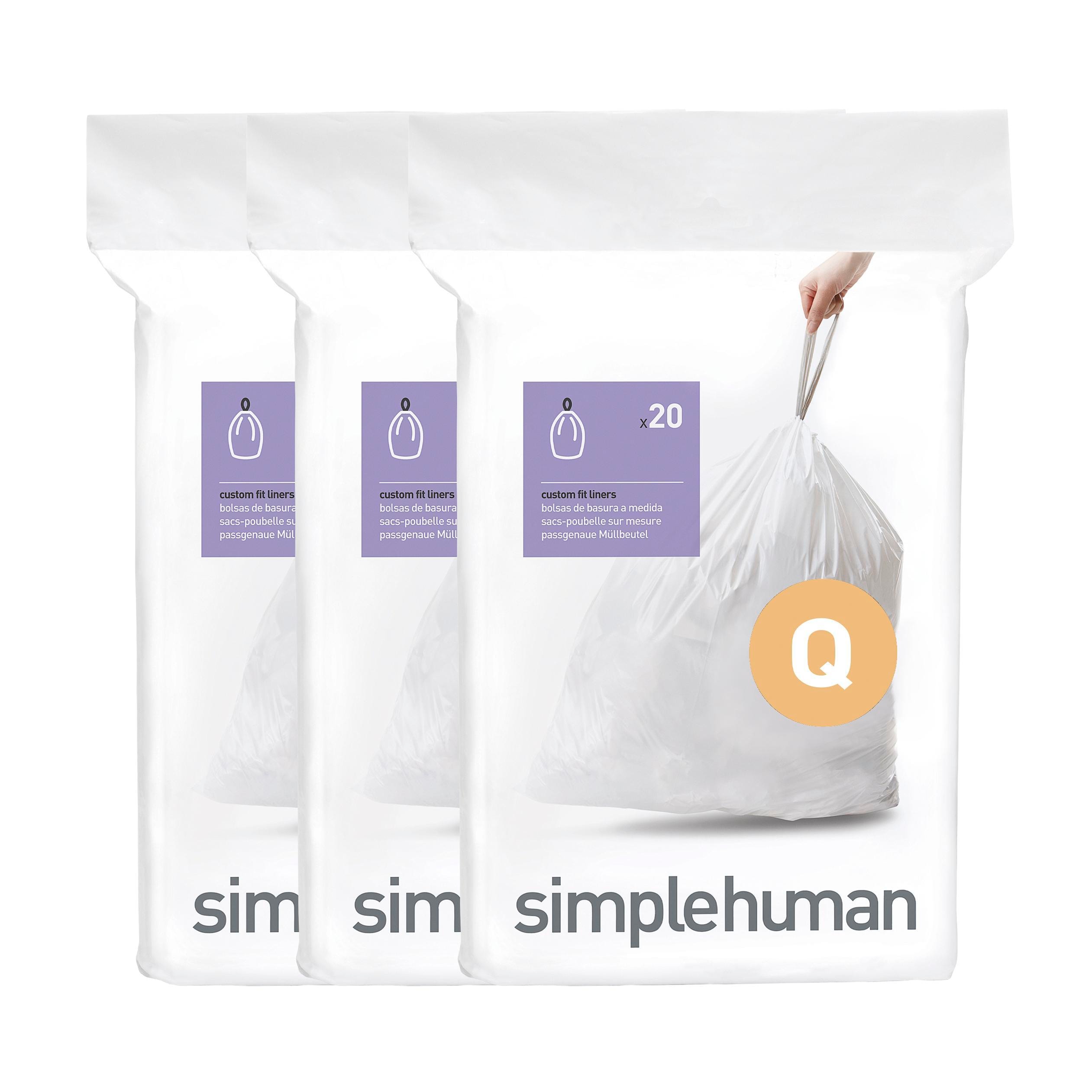 simplehuman Code Q 17-Gallons White Plastic Kitchen Drawstring Trash Bag  (60-Count) in the Trash Bags department at