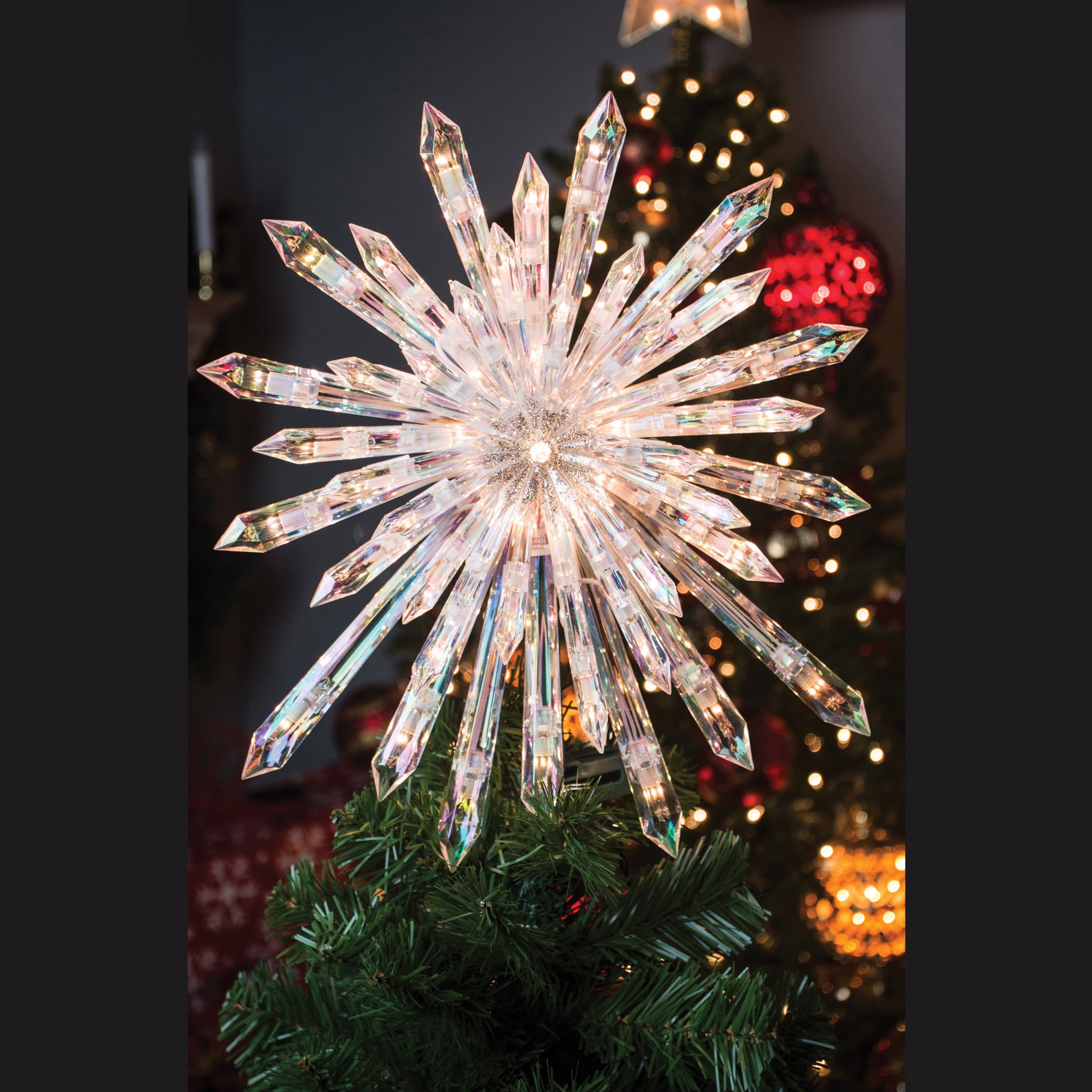 9 inch Light Up Tree Star Topper Lighted White Christmas Tree Topper for Christmas Decorations Ornaments Party Favors, Size: 22