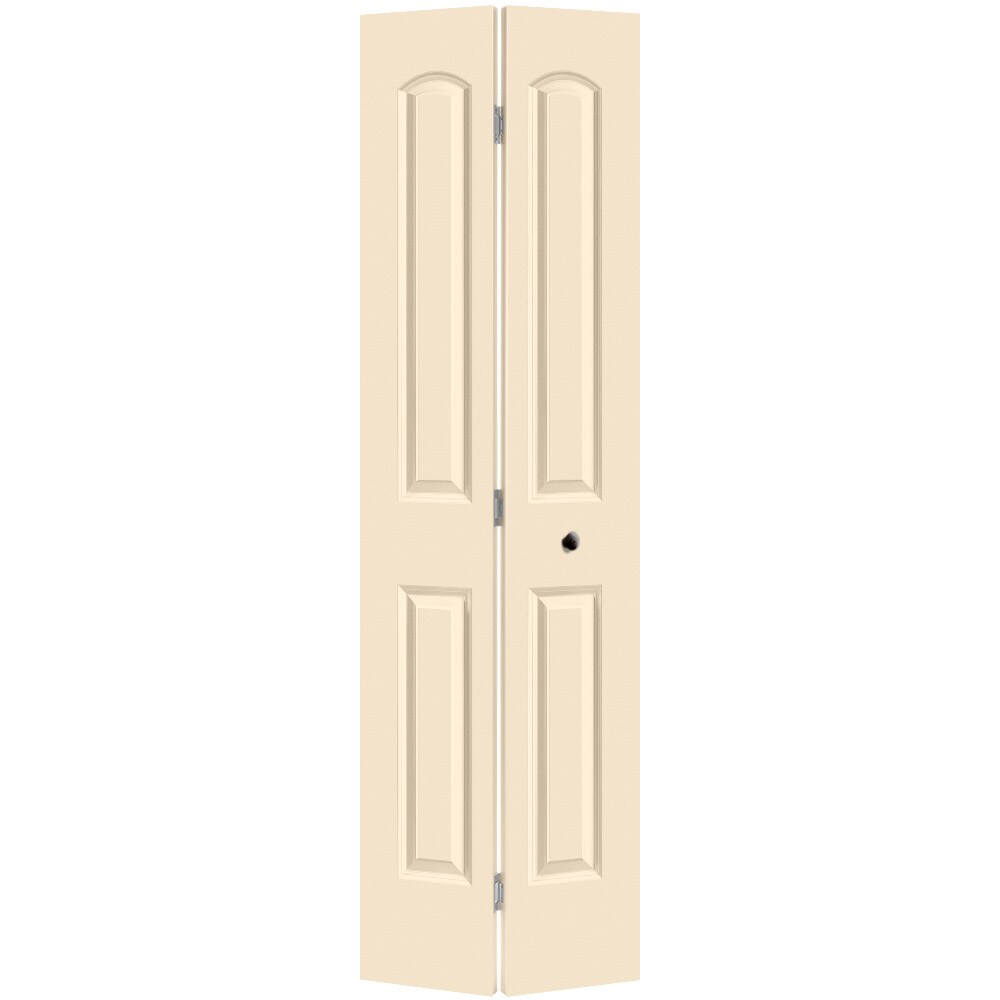 Masonite 1317523 Roman 24-in x 80-in Cream N Sugar 2-panel round top Smooth Hollow core Prefinished Molded composite Closet Bifold Door