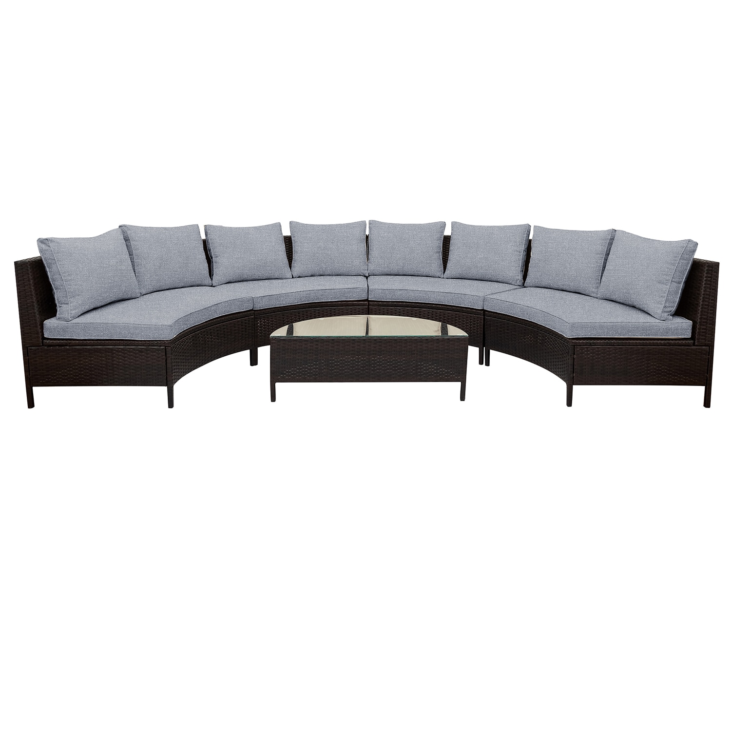 Bybafun YA0100120 5-Piece Rattan 2 Patio Sofa Conversation Set with Gray Cushions