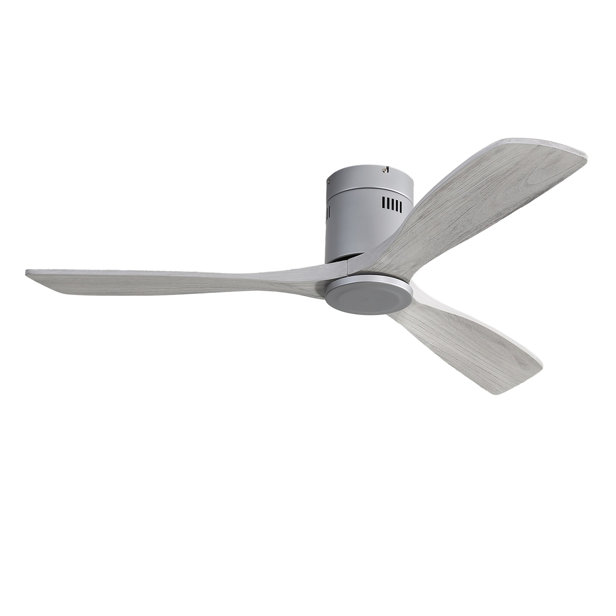ExBrite DICF0091 52-Inches Matte Silver with Solid Wood Blades Color-Changing Integrated LED Fixture Indoor Flush mount Standard Ceiling Fan and Remote ( 3 -Blade)
