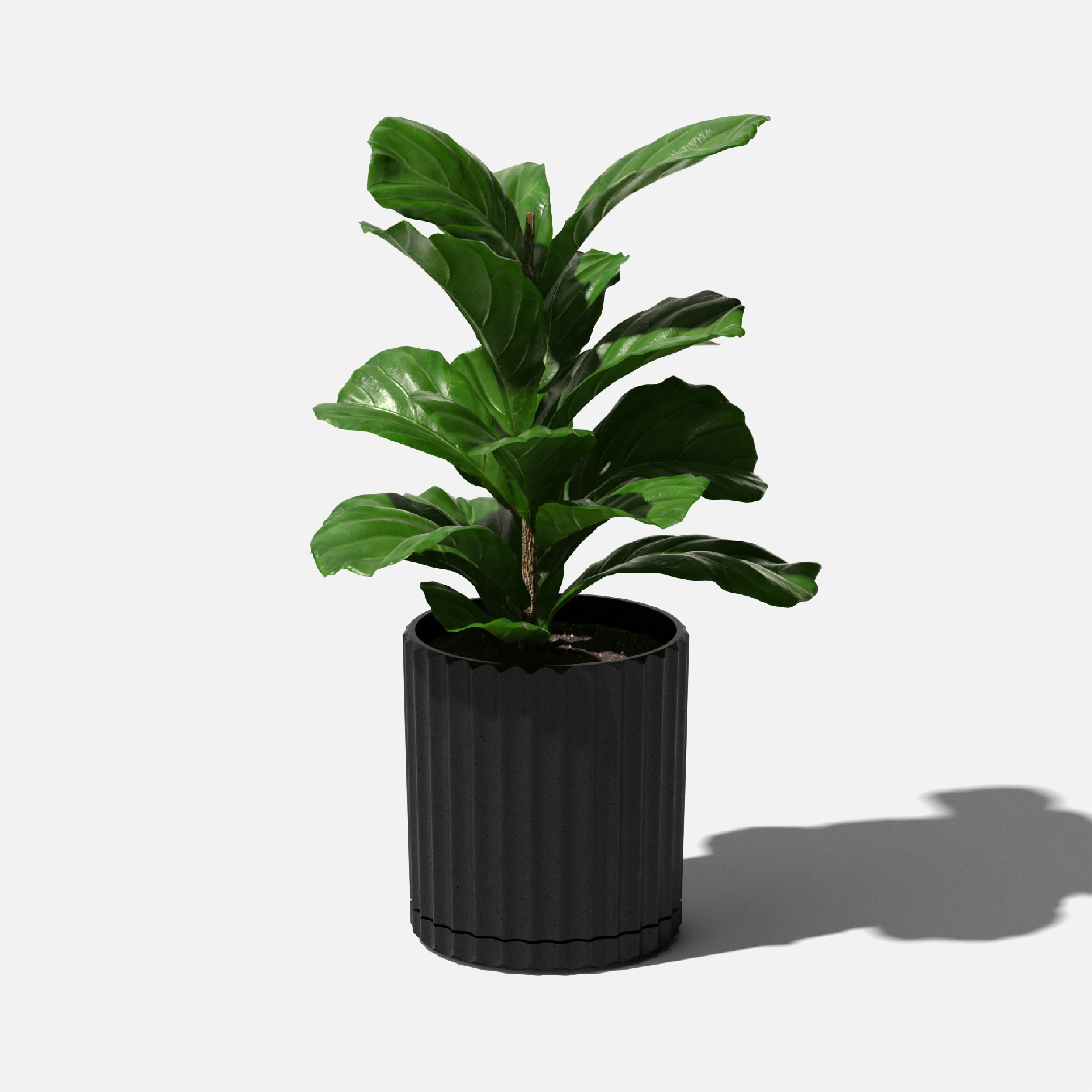 Demi 6" Black Plastic-Stone Fluted Planter