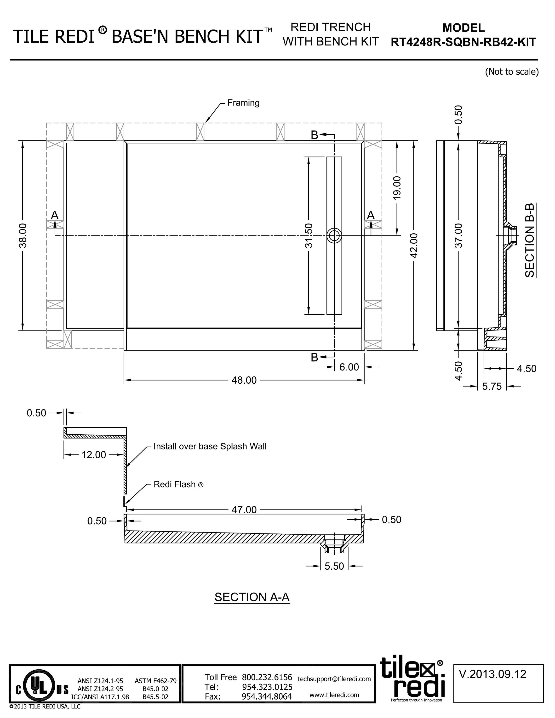 Tile Redi 42-in W X 60-in L Made For Tile Single Threshold Rectangle 