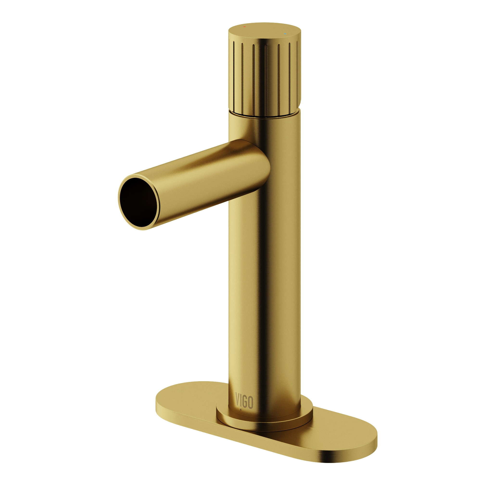 VIGO VG01052MGK1 Ashford Matte Brushed Gold Single hole 1-handle WaterSense Low-arc Commercial/Residential Handle Bathroom Sink Faucet with Deck Plate