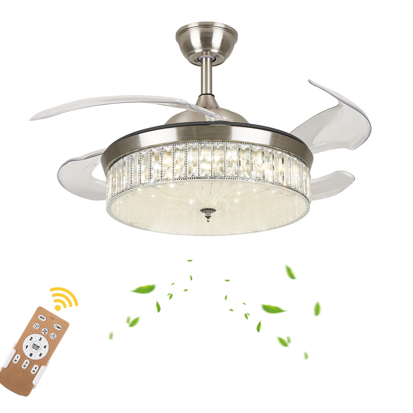 Oukaning JZUCOD-00870099 42-in Color-Changing 6-speed with ABS Blades Ceiling Fan With Light and Remote ( 4 -Blade )